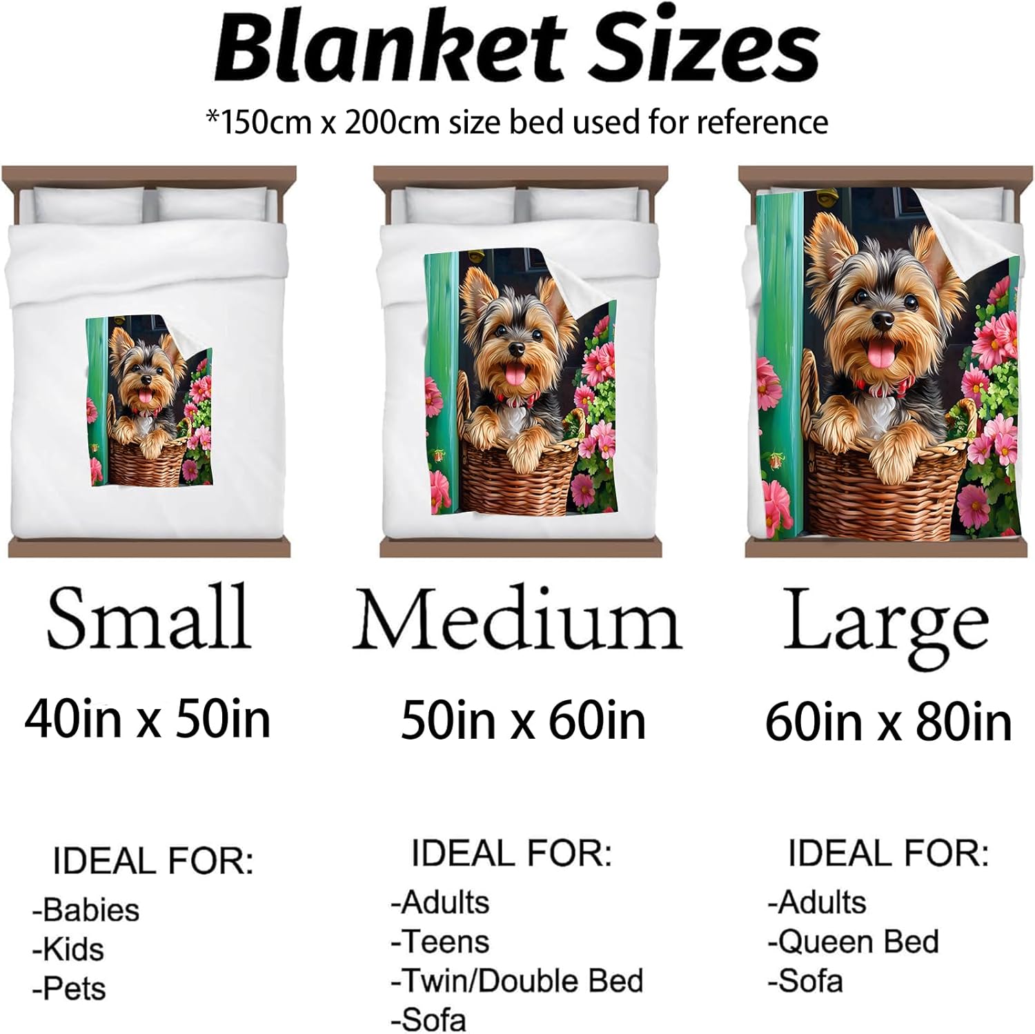 Lovely Yorkshire Terrier Dog Blanket - Lightweight, Soft & Cozy Flannel Plush Throw Blanket for Travel, Sofa, Bedroom, Office - Warm Decor for Adults Kids Women 60"×50" - Image 3