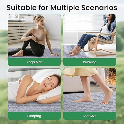 Miniatura 4 de Tapete de conexión a tierra para cama, manta de fibra plateada, alivio del estrés y del dolor, sueño mejorado, reducción de la inflamación,