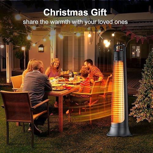 Miniatura 8 de FLOWBREEZE Calentador eléctrico para patio, calentador portátil para exteriores, 1200 W, calefacción instantánea 3S, calentador infrarrojo con