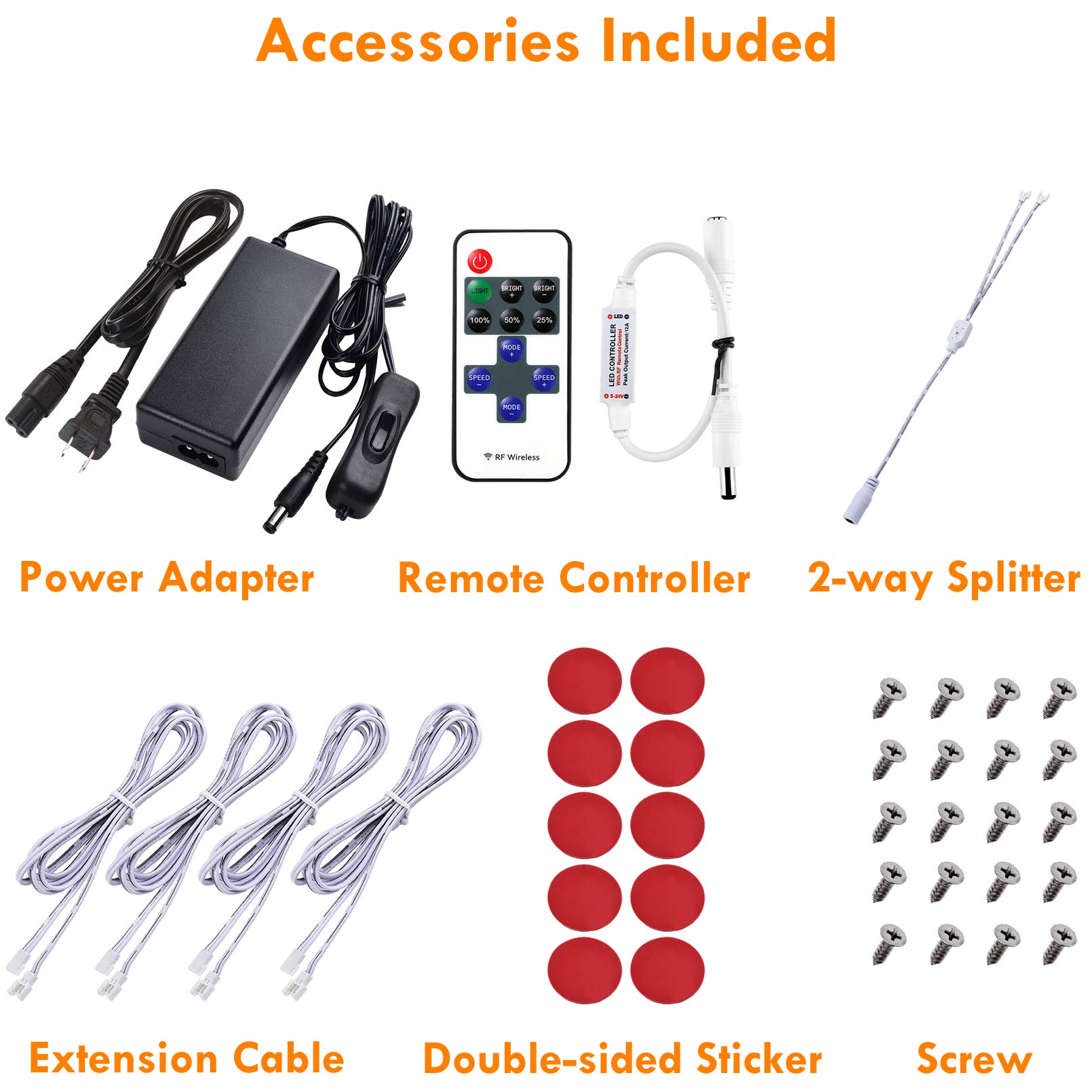 Lvyinyin Slim Under Cabinet LED Puck Lights, 110V Electric Wired Ambiance Lighting, Plug-in & Direct Hardwired, Daisy Chained linkable, Wireless RF Remote Dimmable, White Cables, Warm White, 12 Lights