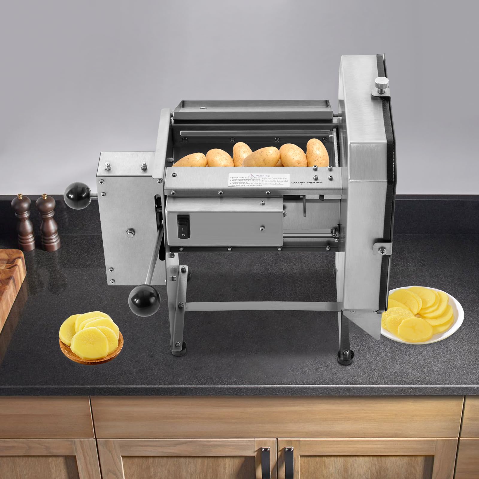 Electric & Manual Commercial Tomato Slicer, 0-10mm Adjustable Thickness Commercial Food Slicer Machine Vegtable and FruitSlicer for Restaurant, Home, Hotel, Fruit Store.