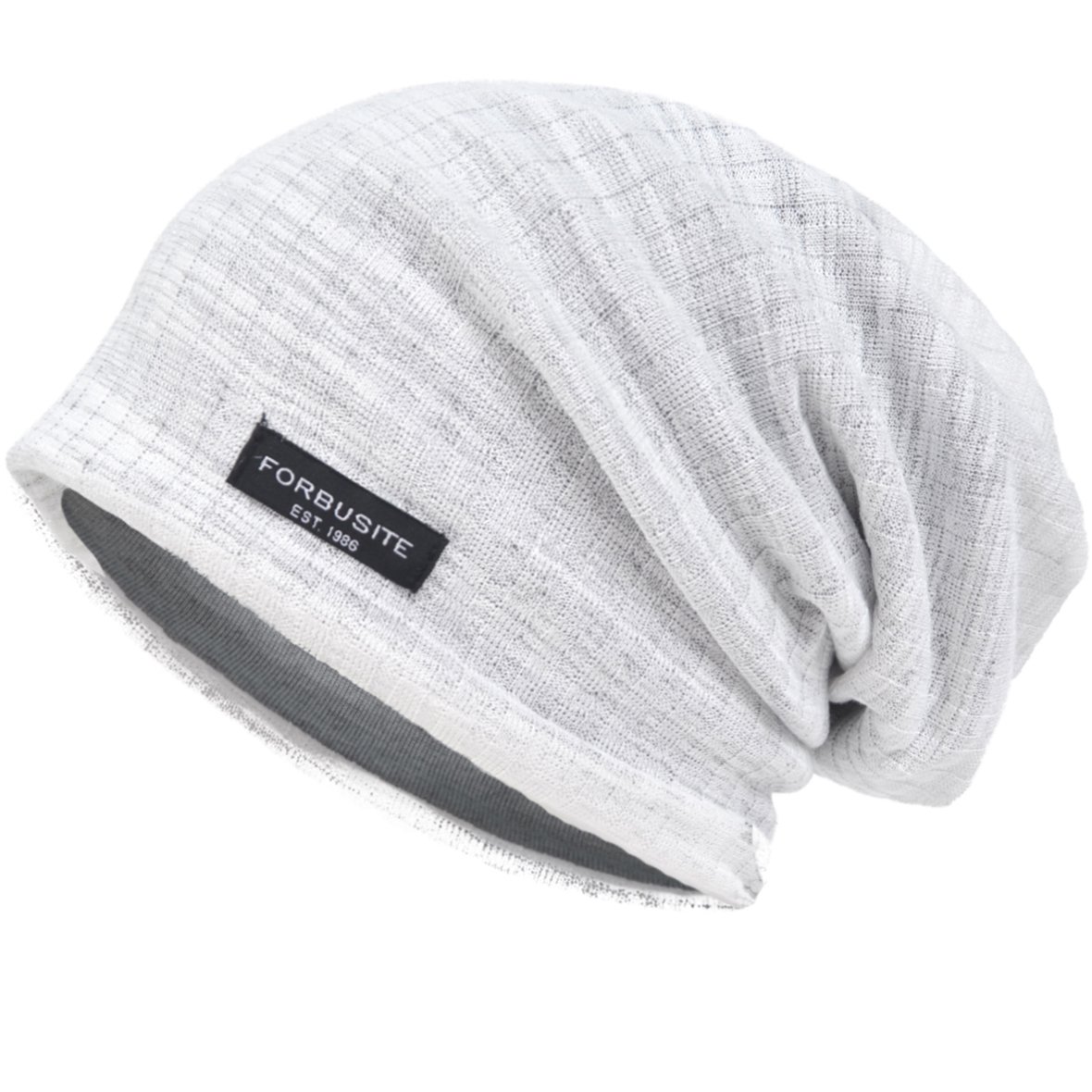 Vecry Men's White Cool Slouch Beanie Thin Summer Skull Hip-Hop Cap (White)