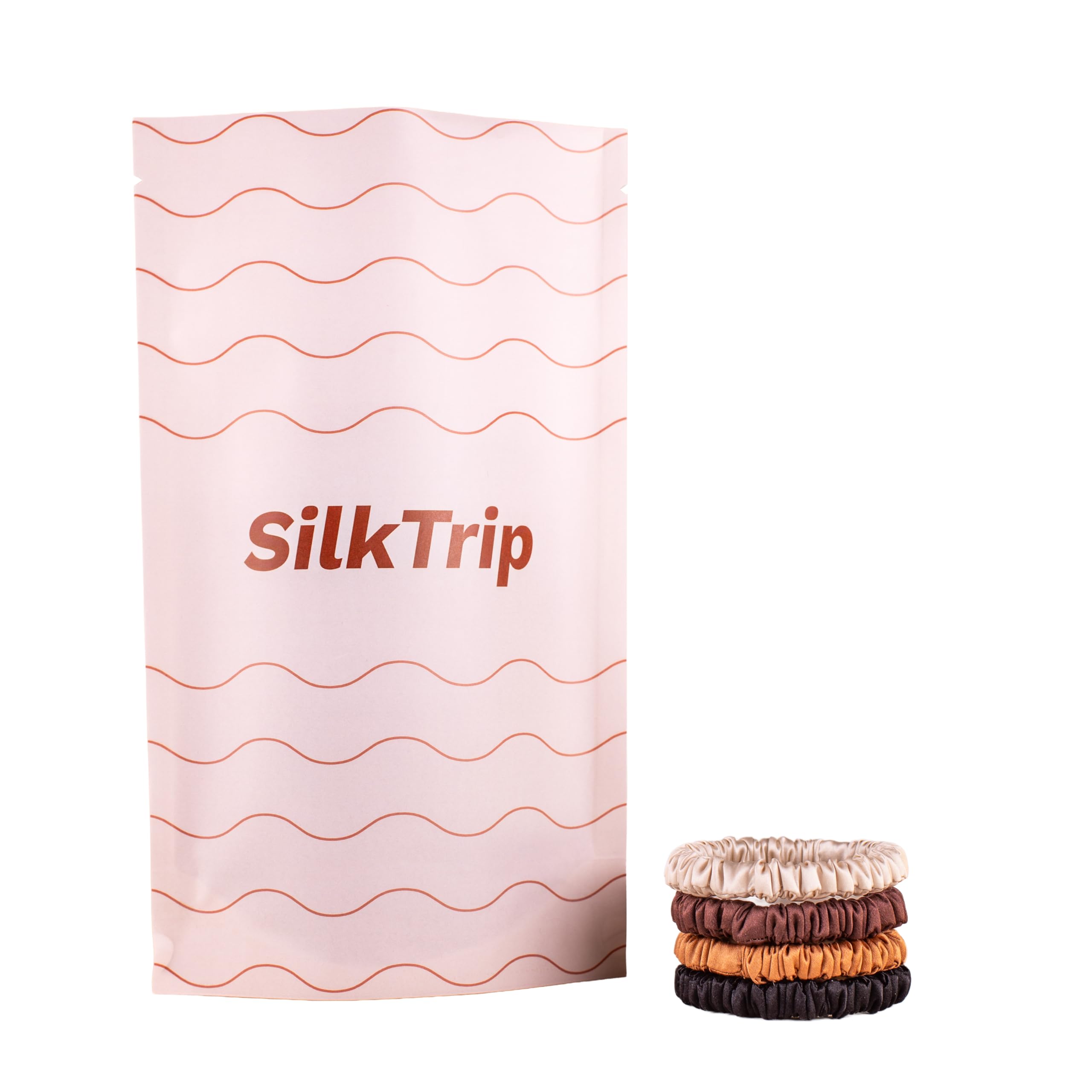 SilkTrip 100% Mulberry Silk Hair Scrunchies, Luxury Non-Slip Silk Hair Ties No Damage, Prevents Frizz