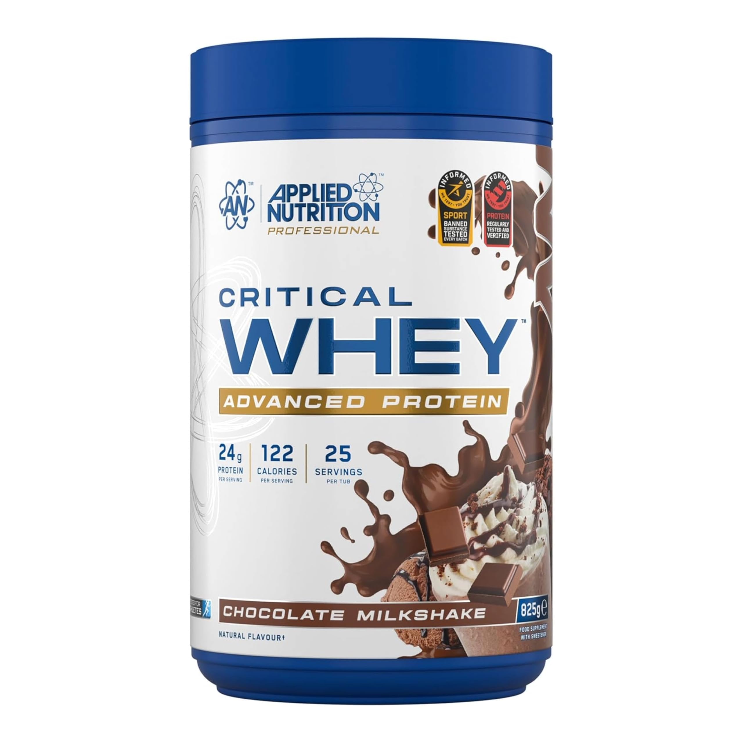 Applied Nutrition Critical Whey Protein Powder – 24g Protein per Serving, High Protein Powder, Protein Shake with BCAAs & Glutamine – Muscle Growth & Recovery (825g- 25 Servings) (Chocolate)