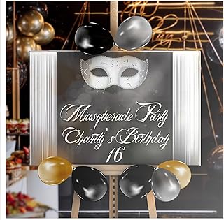 Masks Masquerade Birthday, Custom Banner and Signs Size 24x18, 36x24, 48x24 and 48x36, Masks Banner, Gold and Black Wall Decor Wall Poster Handmade Party Supplies, Personalized Party Banner Mardi Gras