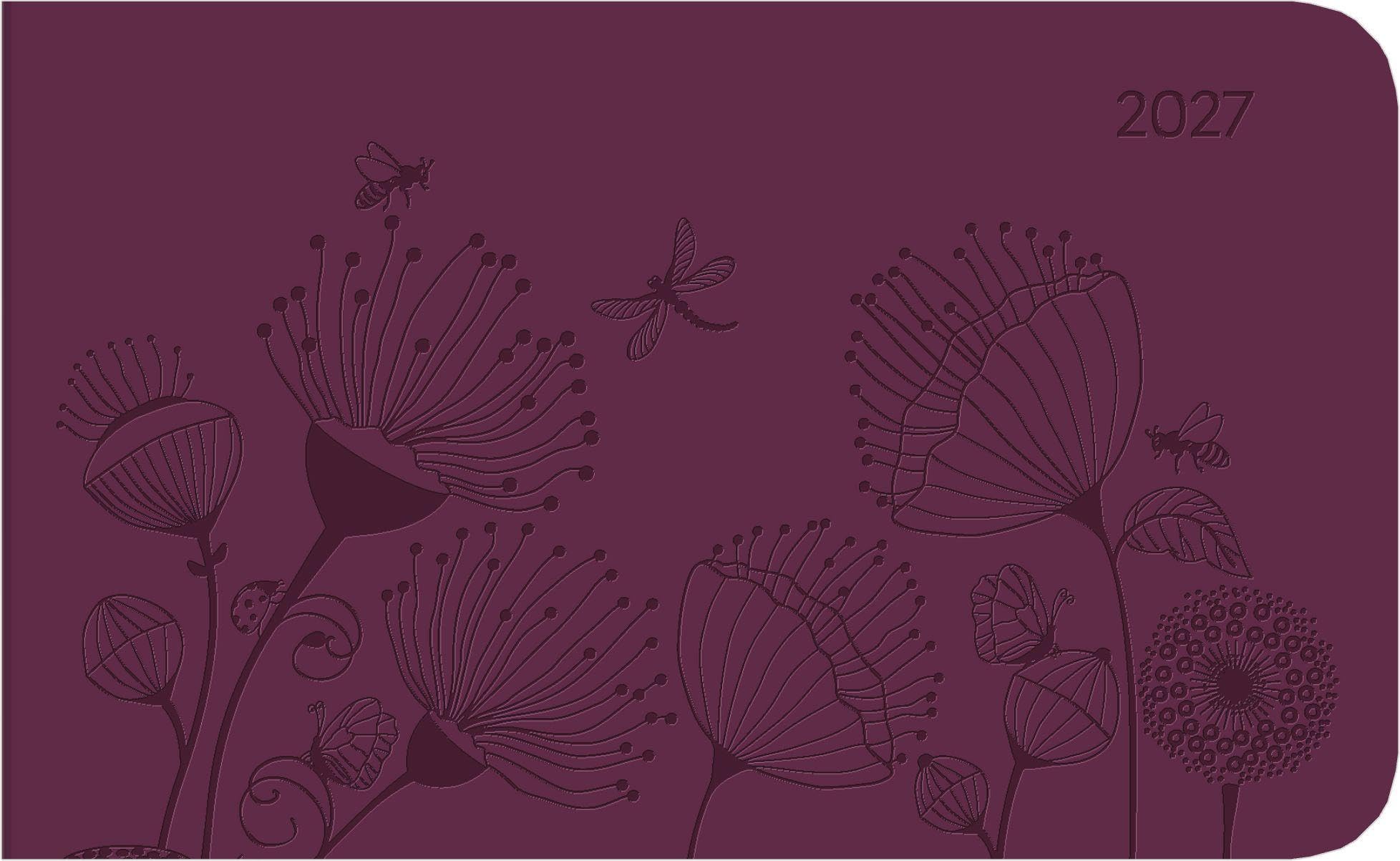 MyTimer TO GO Deluxe Purple 2027: Taschenkalender Querformat 15x9 cm - Wochenplaner mit 4-sprachigem Kalendarium, Tucson-Einband & Motivprägung, ideal für unterwegs