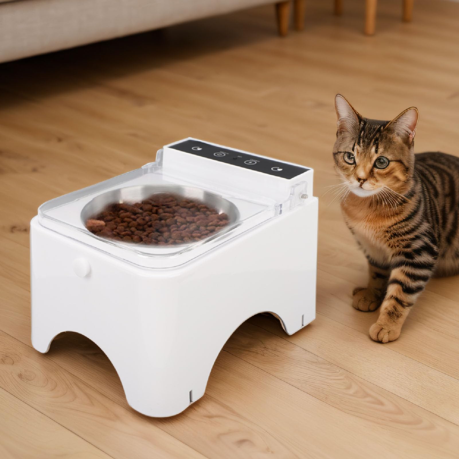 Generic Mangiatoia per Gatti con Rilevamento Automatico, Design Igienico Intelligente per la Casa, Ciotola per Alimentazione per Animali Domestici, 21 X 16 X 15 Cm (Tipo 1)
