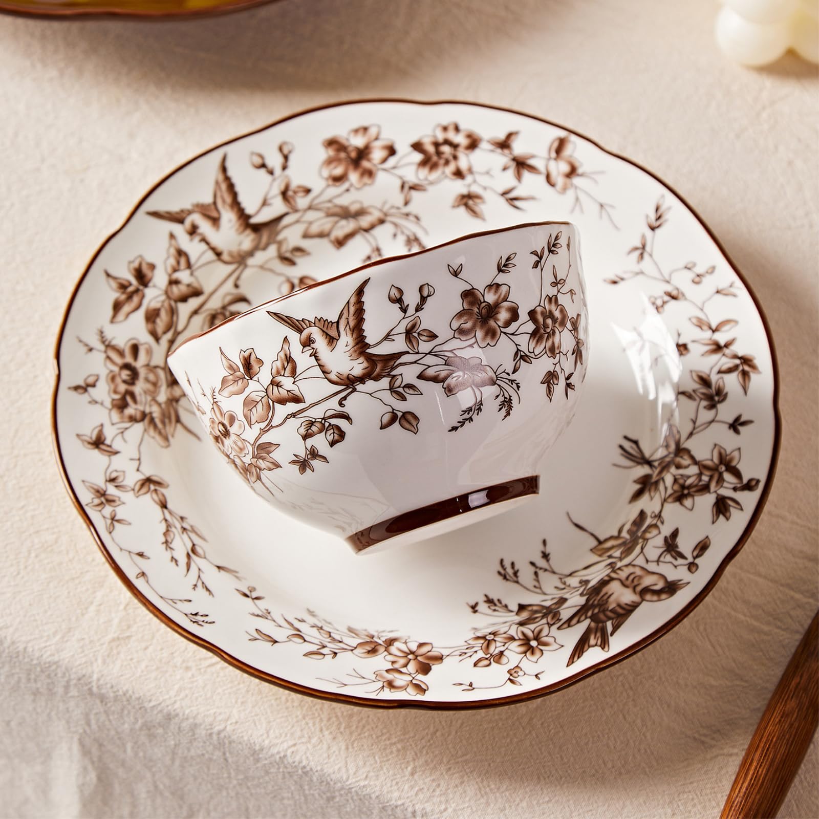 Retro Home Keramik-Schüssel-Set, einfache Persönlichkeit, 22,9 cm, binaurale Schalen, 1 Stück