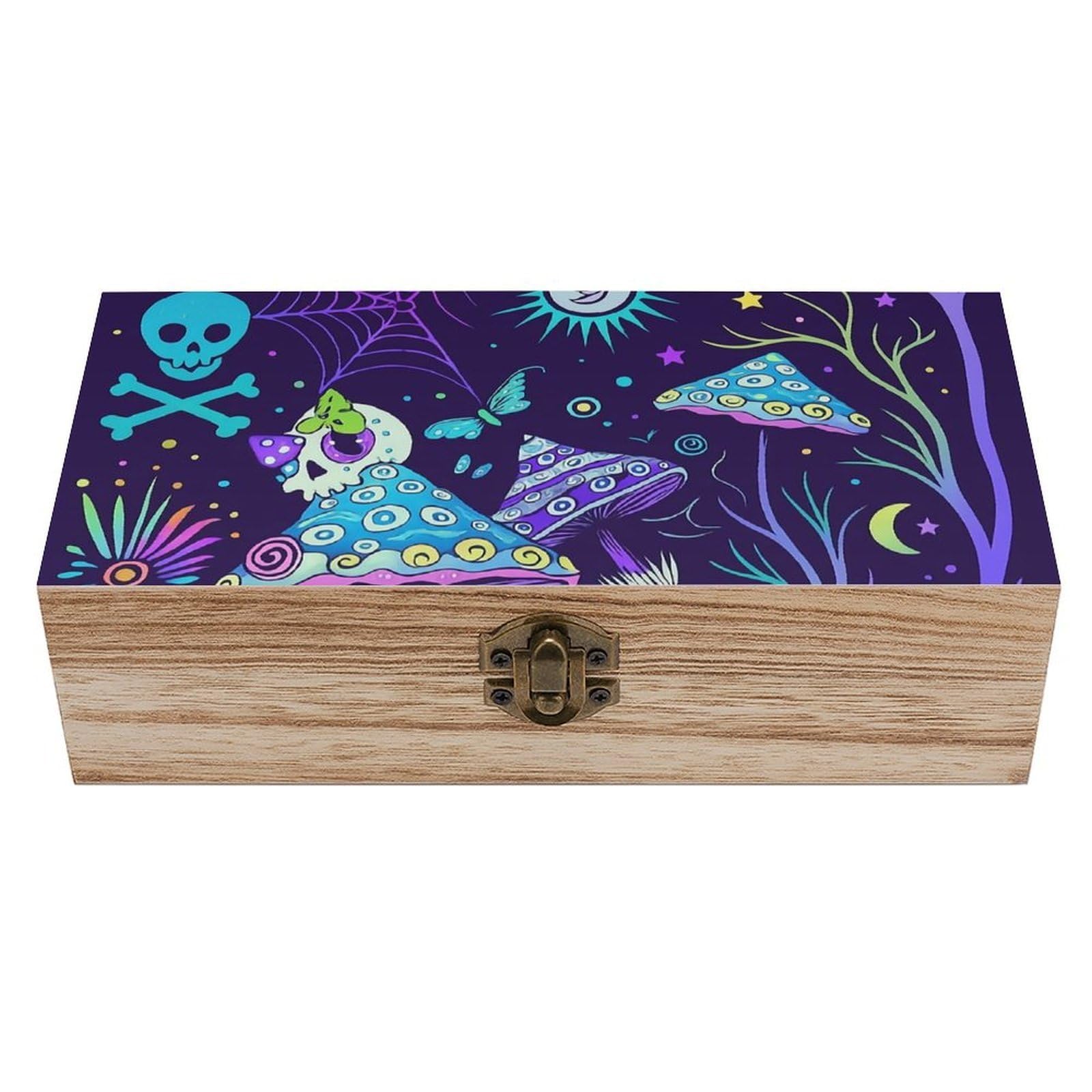 Oudrspo Halloween Fanntasy Cobweb And Skull Retro Wooden Storage Box Keepsake Jewelry Decorative Art Storages Box Gift Boxs