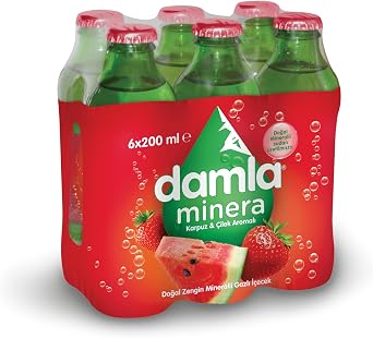 Drop Minera Strawberry Watermelon Mineral Water Glass Bottle 6x200 ML