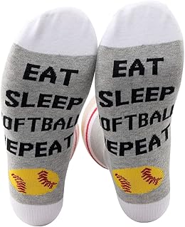 PXTIDY Softball Gift Softball Player Gift Eat Sleep Softball Repeat Crew Socks Baseball Softball Socks Softball Lover Gift