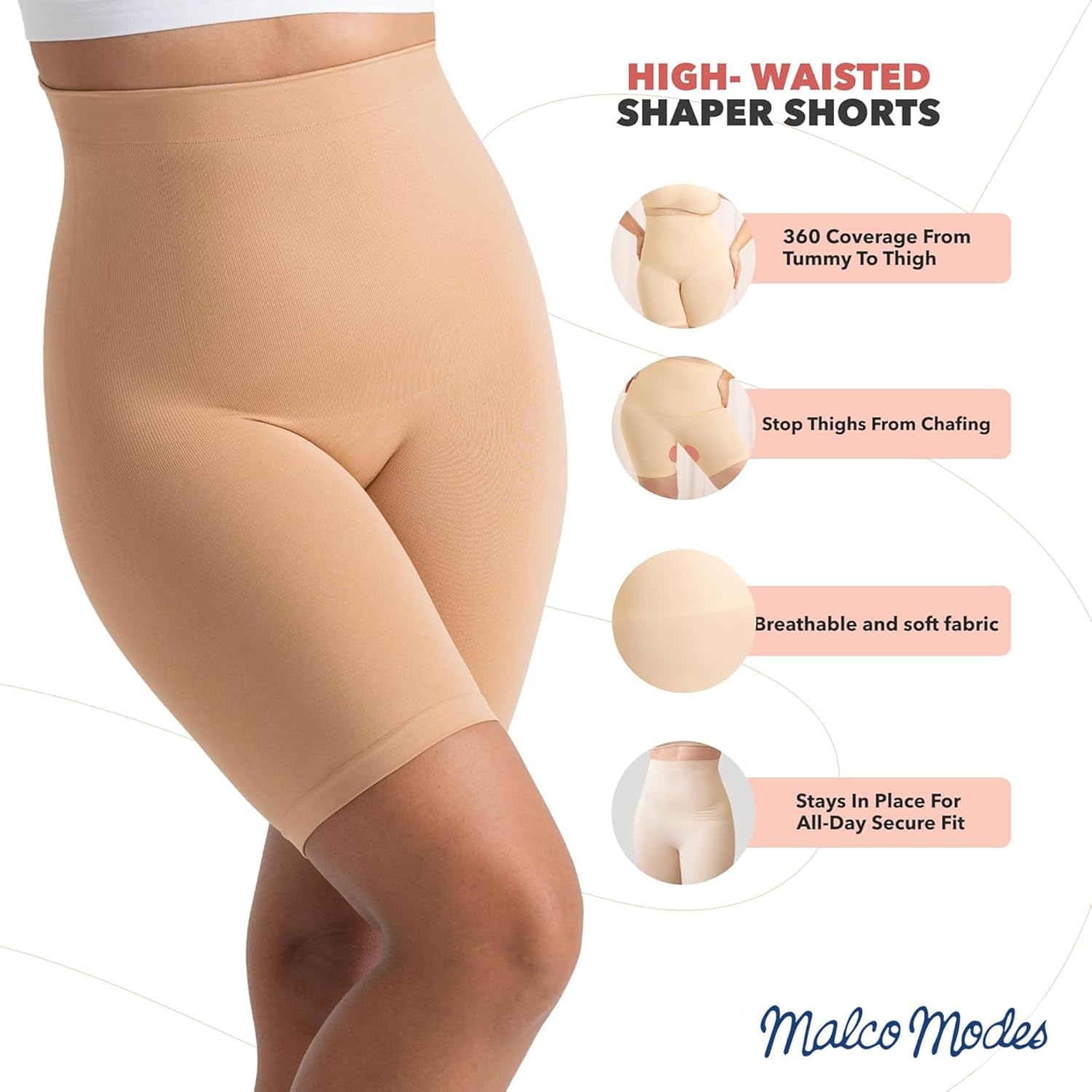 Malco Modes Shapewear for Women, High Waisted Shapewear, Tummy Control, Perfect for Christmas Party - Image 5