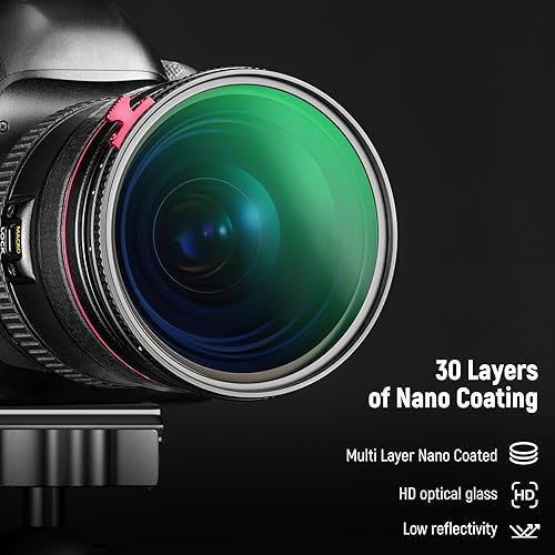 Miniatura 7 de NEEWER Difusión negra de 3.228 in con efecto 14 con filtro ND variable ND2-ND32 2 en 1, filtro de densidad neutra HD con características