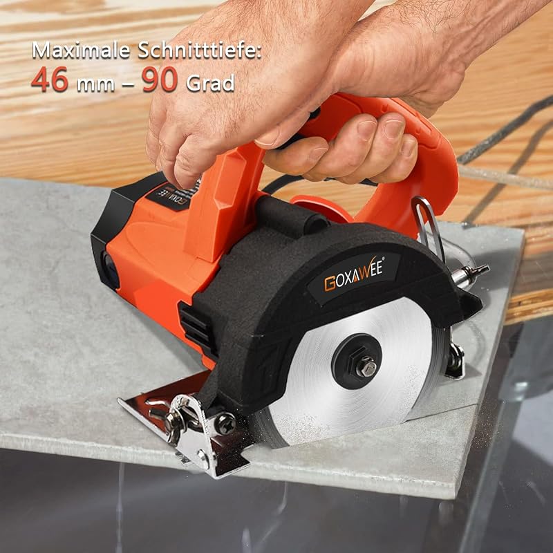 GOXAWEE Körfűrész 1800W Elektromos Fűrész Fához Műanyaghoz Fémhez 12000RPM 62mm Vágásmélység 4 Tárcsával