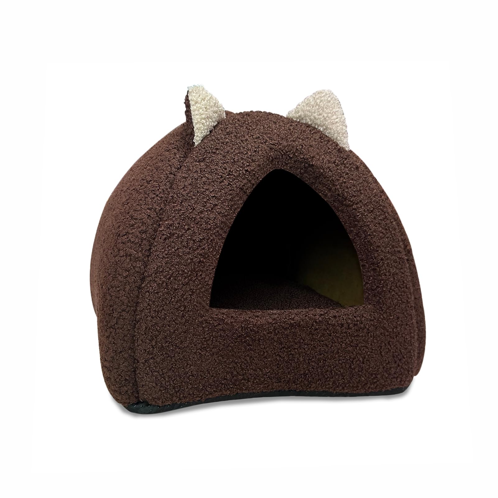 Geiliayes Cama para gatos y gatos con diseño de cavernas, muy suave y cálida, lavable, cojín lavable y bonito, lavable, aprox. 36 x 36 x 33 cm (marrón)