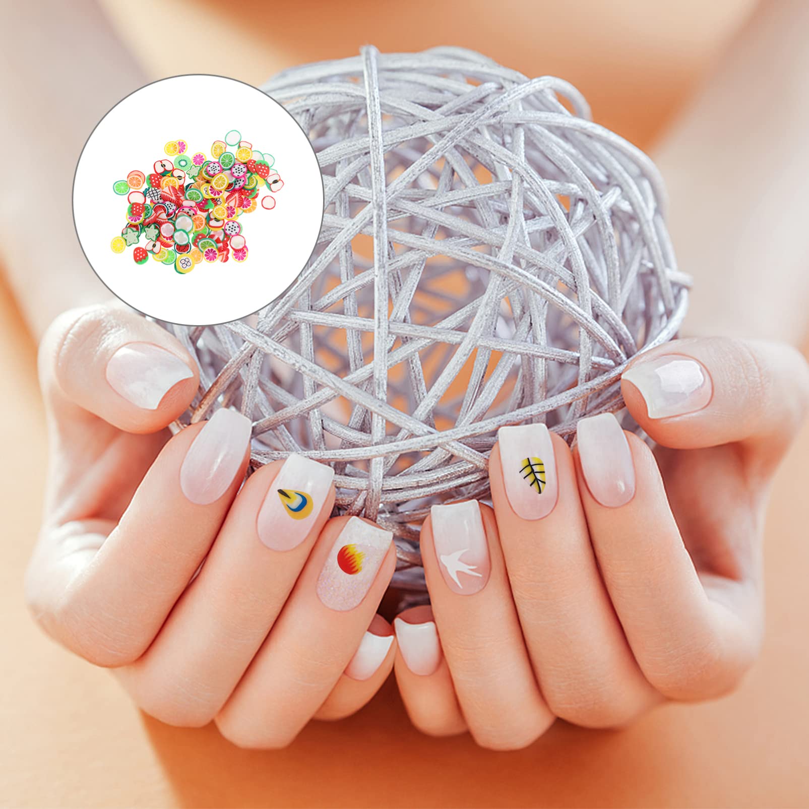 Beatifufu Nail Art Craft Supplies 4 Packs Fruit Slices Nail Decals Bright Creative Shapes