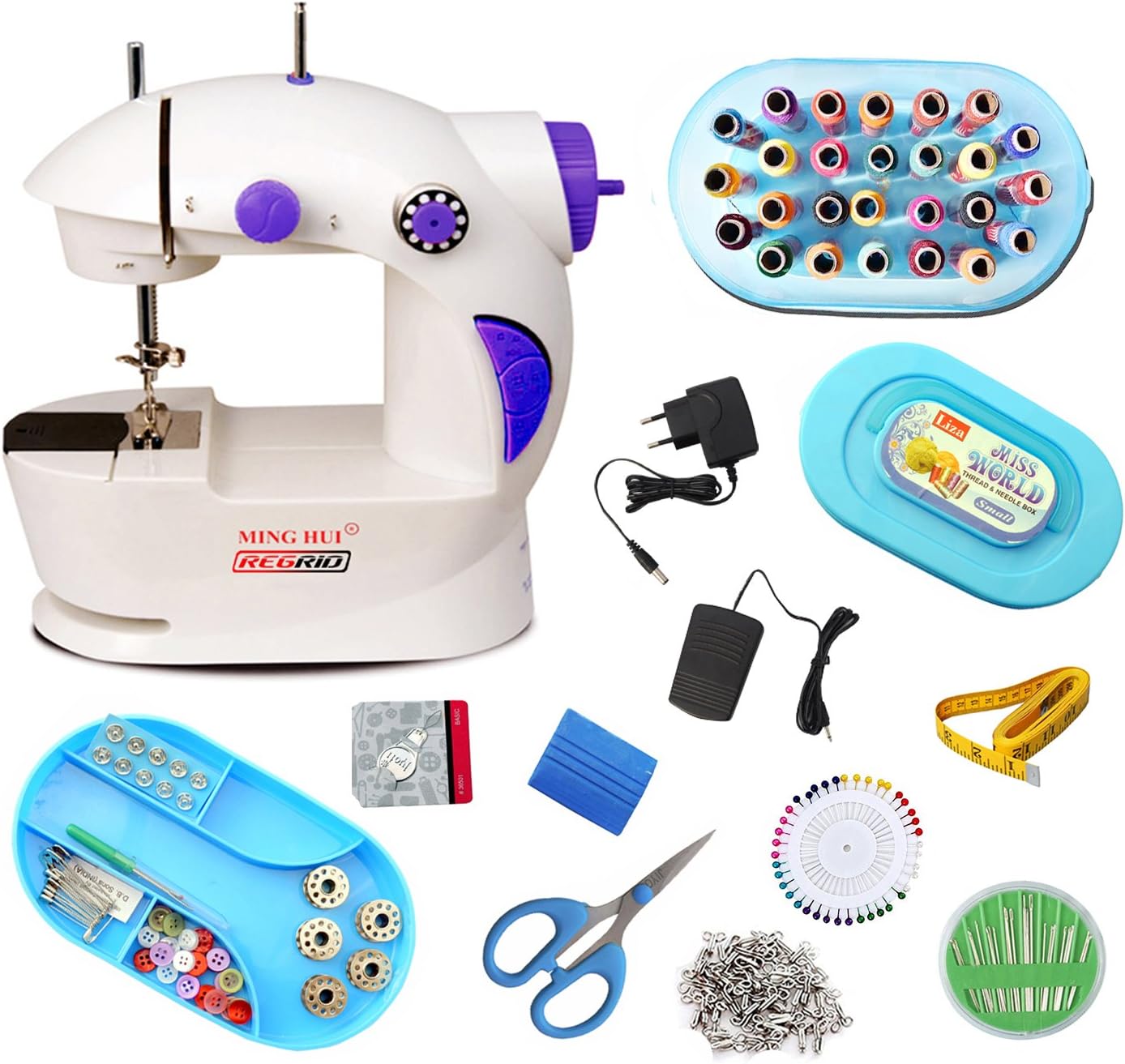 Rgd-cmb07 4In1 Portable & Compact Electric Sewing Machine,White & Purple