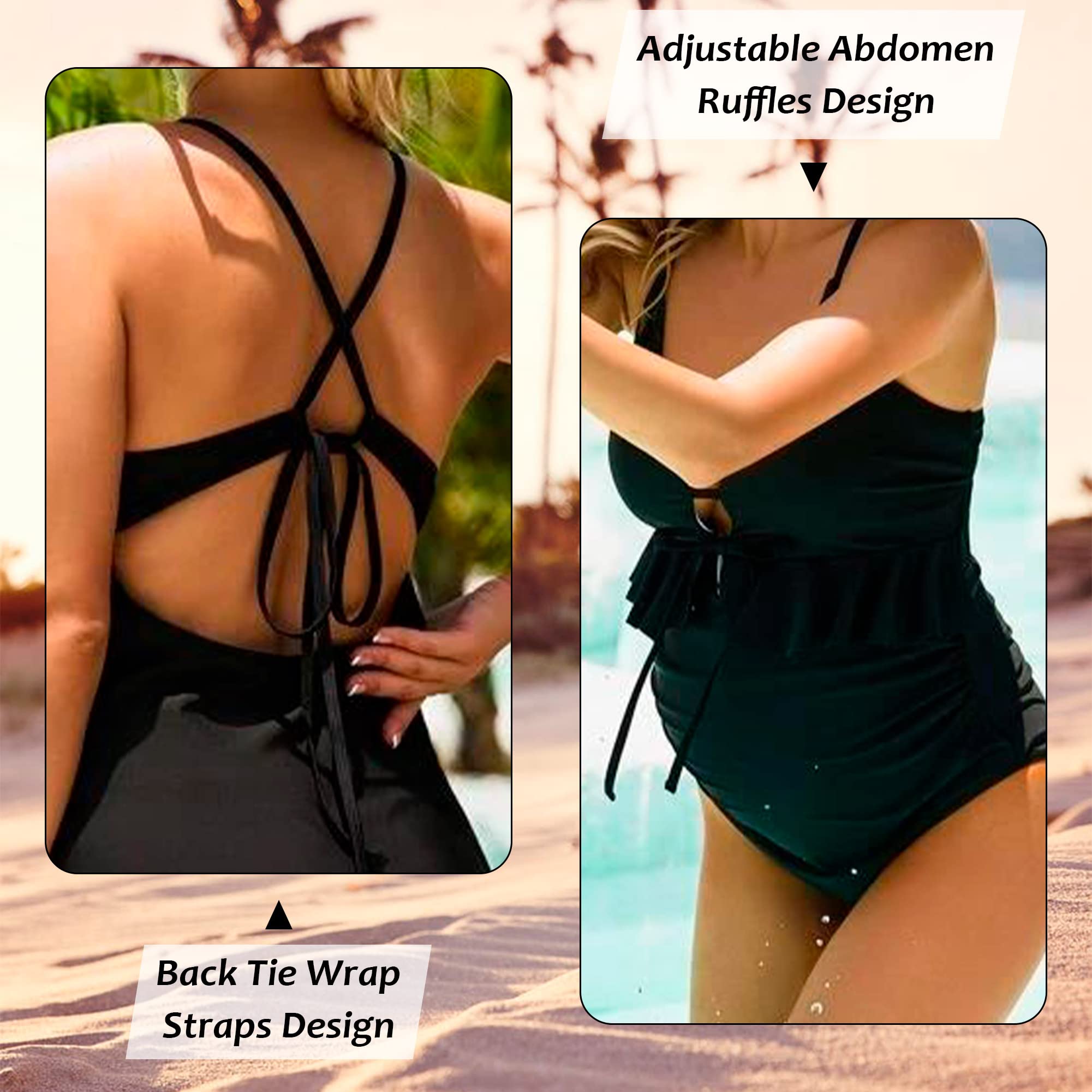 Tofern Maillots de Bain Femmes Maternité Une Pièce Bikini Réglable Dos Bondage Grossesse Maillot De Bain Col en V Vêtements De Plage