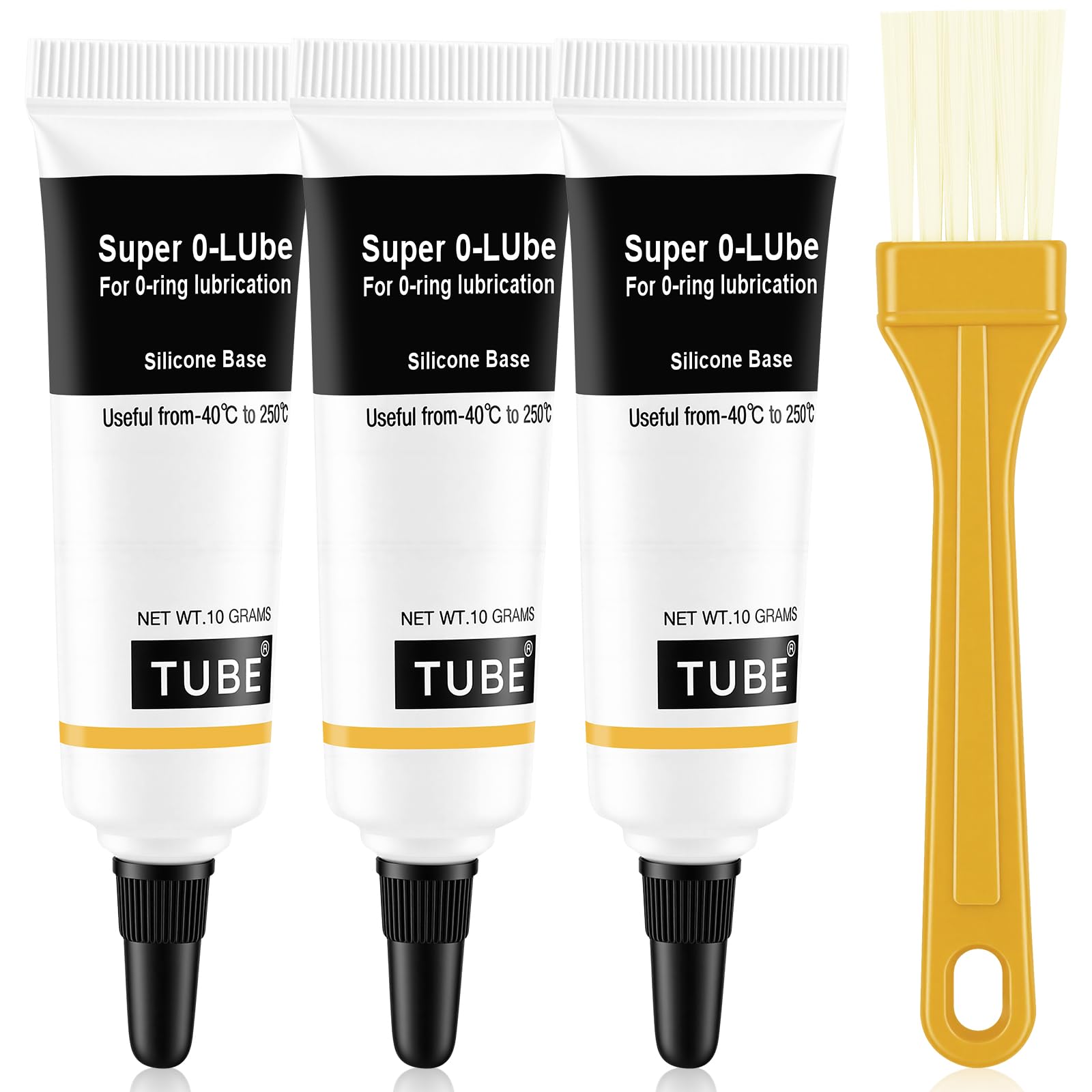 AUAUY 3 Piezas Grasas de Silicona mit Silikonpinsel, Lubricante de Silicona para Juntas Tóricas,Juntas, Lubricación de Máquinas, Equipos de Buceo, Filtros de Agua, Sellador de Válvulas, 10 g, Tubo