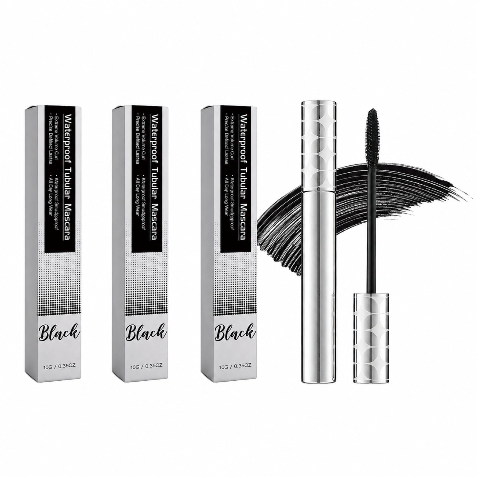 Mascara nero impermeabile, allunga le ciglia e aumenta il loro volume | Mascara nero ipoallergenico impermeabile. Pennello preciso per occhi sensibili e ciglia sottili.