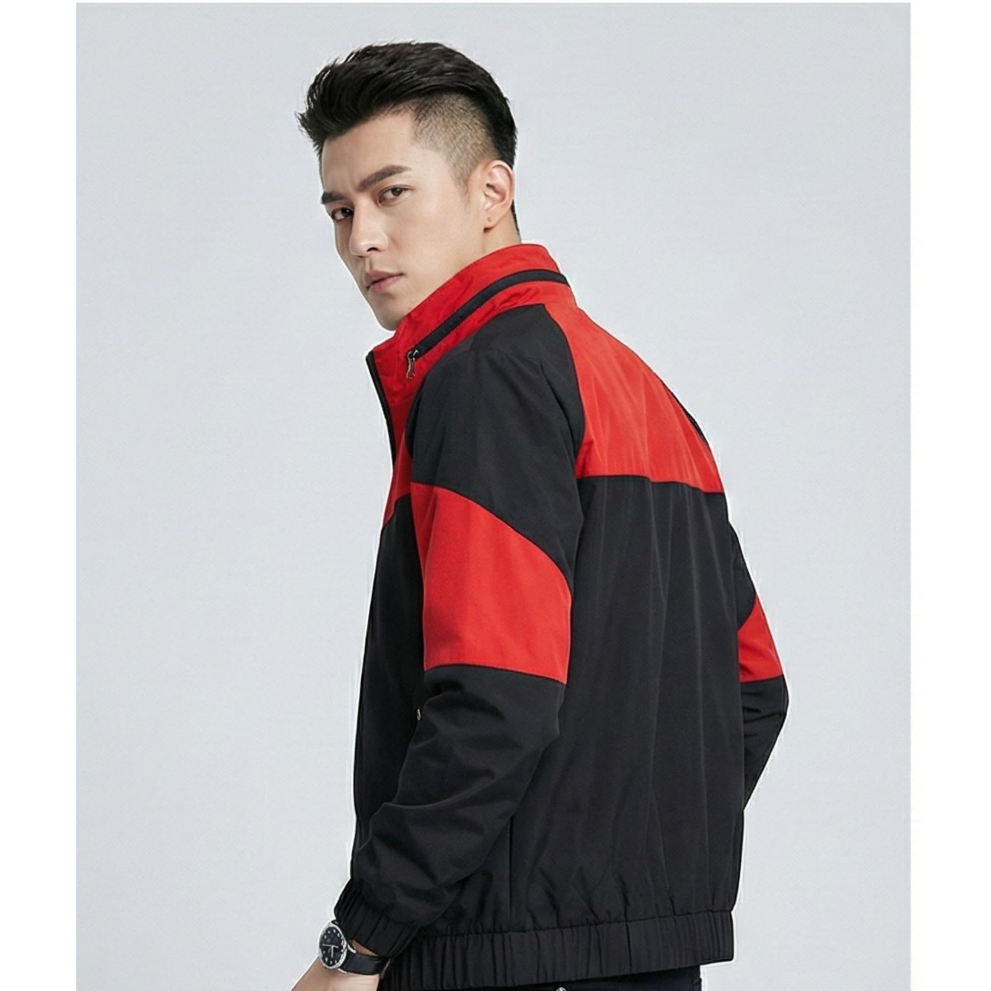 MIA FASHION Men's Ultra-Light Sun Protection Jacket | UPF 50+ Anti-Tan Summer Jacket | Biker Windcheater with Secure Zipper Pockets | Quick Dry & Cooling for Riding & Regular Fit (RED-L) 1