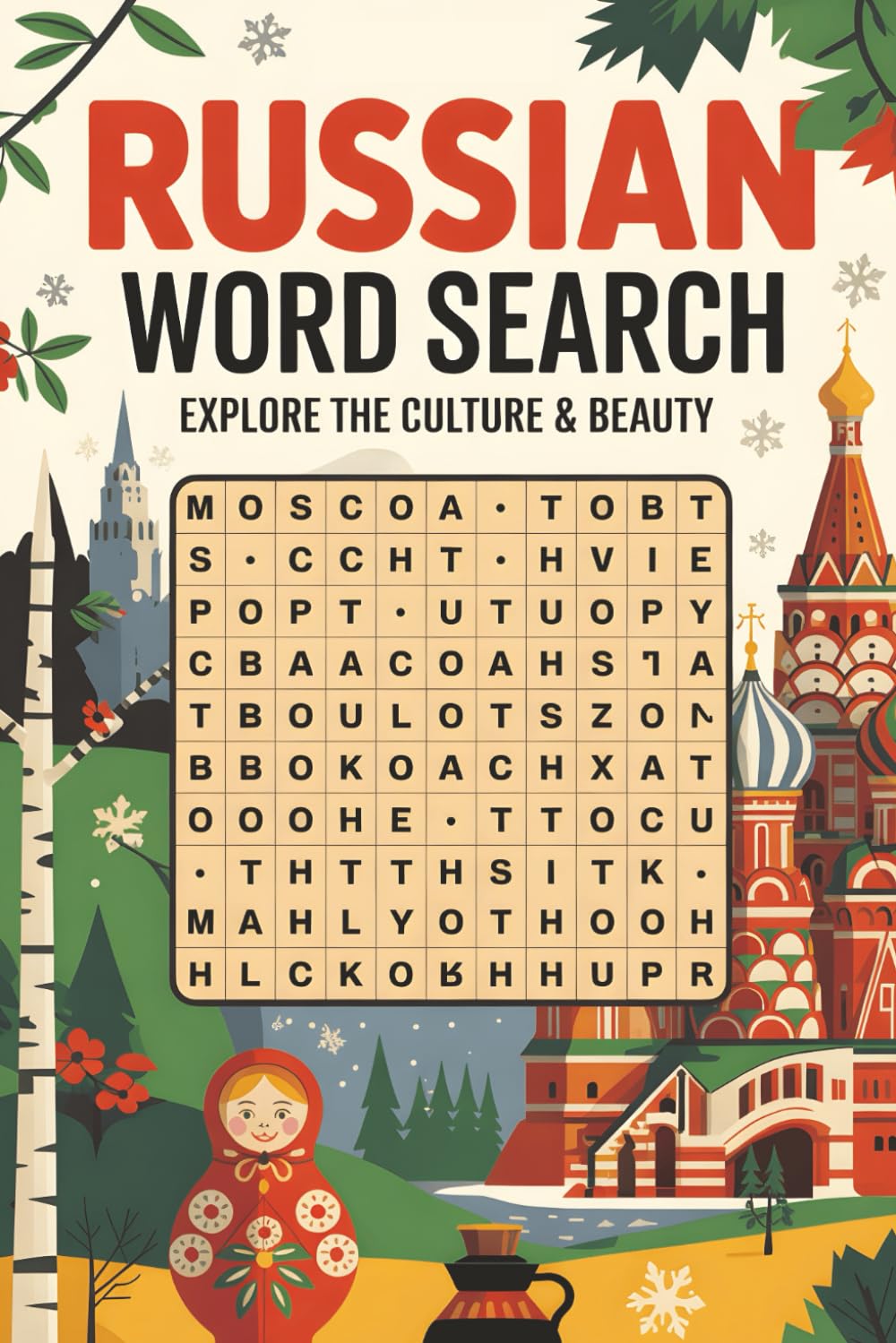 Russian Word Search Puzzle Book: 60+ Brain Teasers for Russia Lovers & Language Learners: Russian Culture, History & Language | 120+ Pages | 60+ ... | Perfect Gift for Russia Enthusiasts