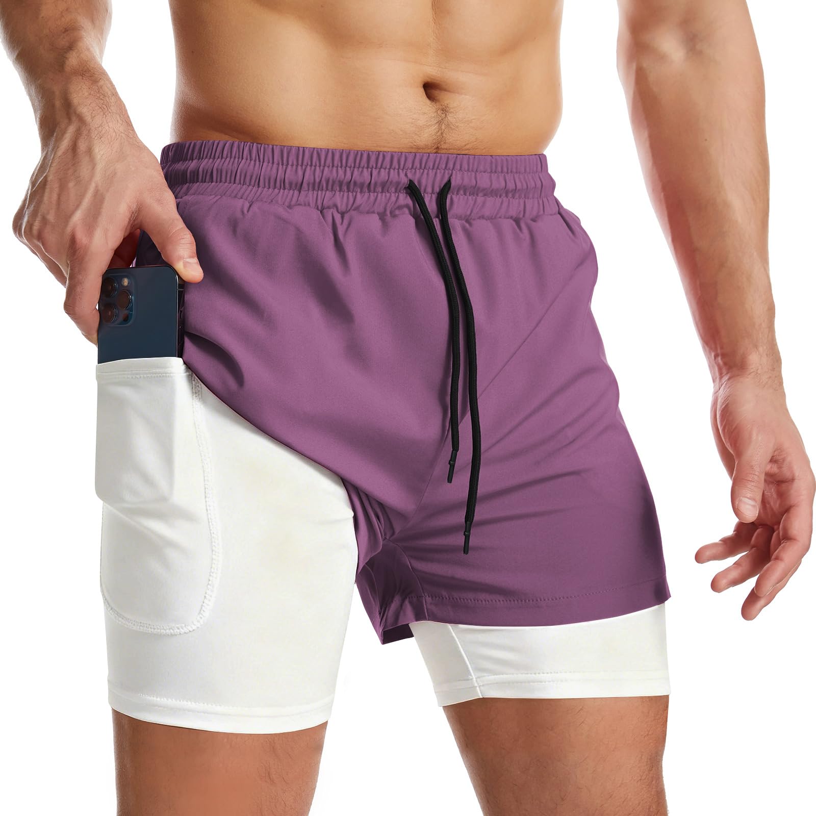 Danfiki Herren Sport Shorts Kurze Hose Schnell Trocknend Sporthose Leicht mit Reißverschlusstasche Laufshorts mit Taschen Hosen Fitness Laufhose