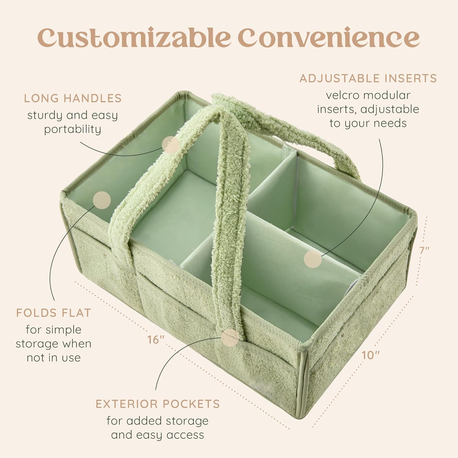 Panier Rangement Bébé, Rangement Table a Langer bebe, Rangement Lange Bebe avec Compartiments et Poignées, Cadeau Naissance, Coffret Bebe Naissance