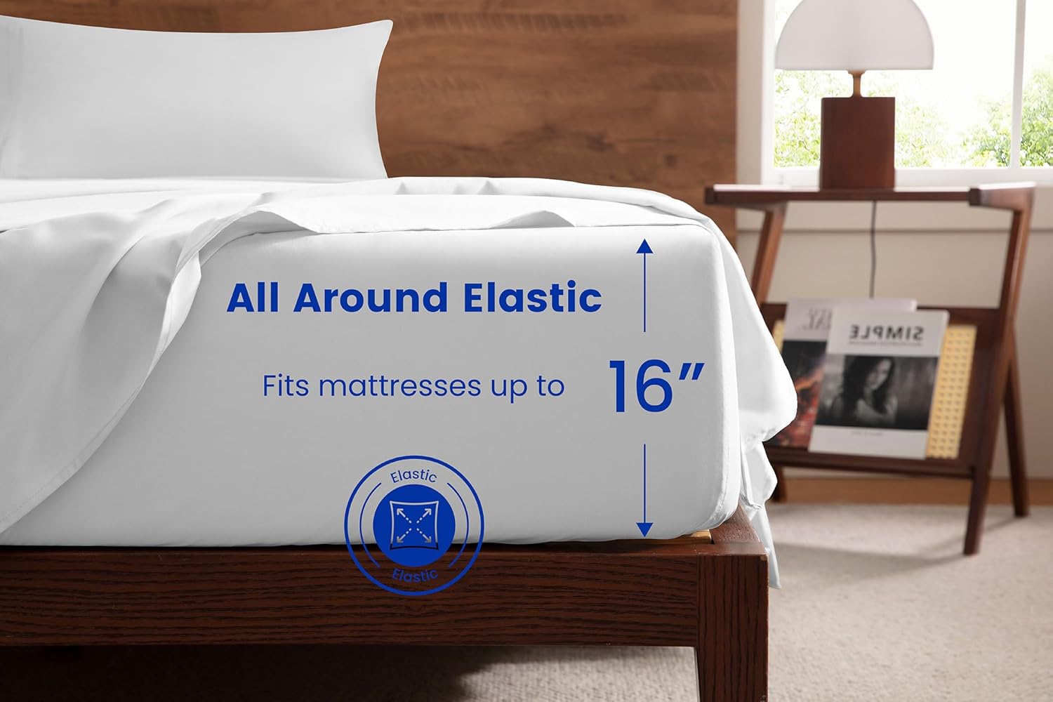 MISSQ King Size Bed Sheets Set - Cooling, Extra Soft, Wrinkle & Fade Resistant, Hypoallergenic - 4 Piece Hotel Luxury Microfiber Sheets with 16 Inch Deep Pocket, King, White