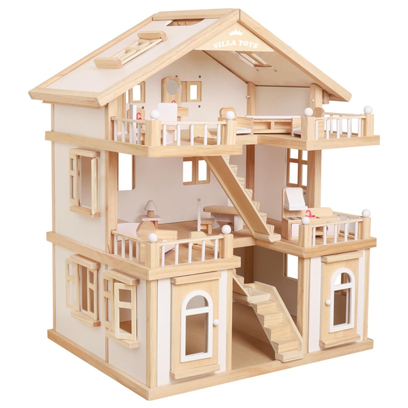 Amazon.co.jp: ドールハウスモデル 木製子供用プリンセス3階建てヴィラ