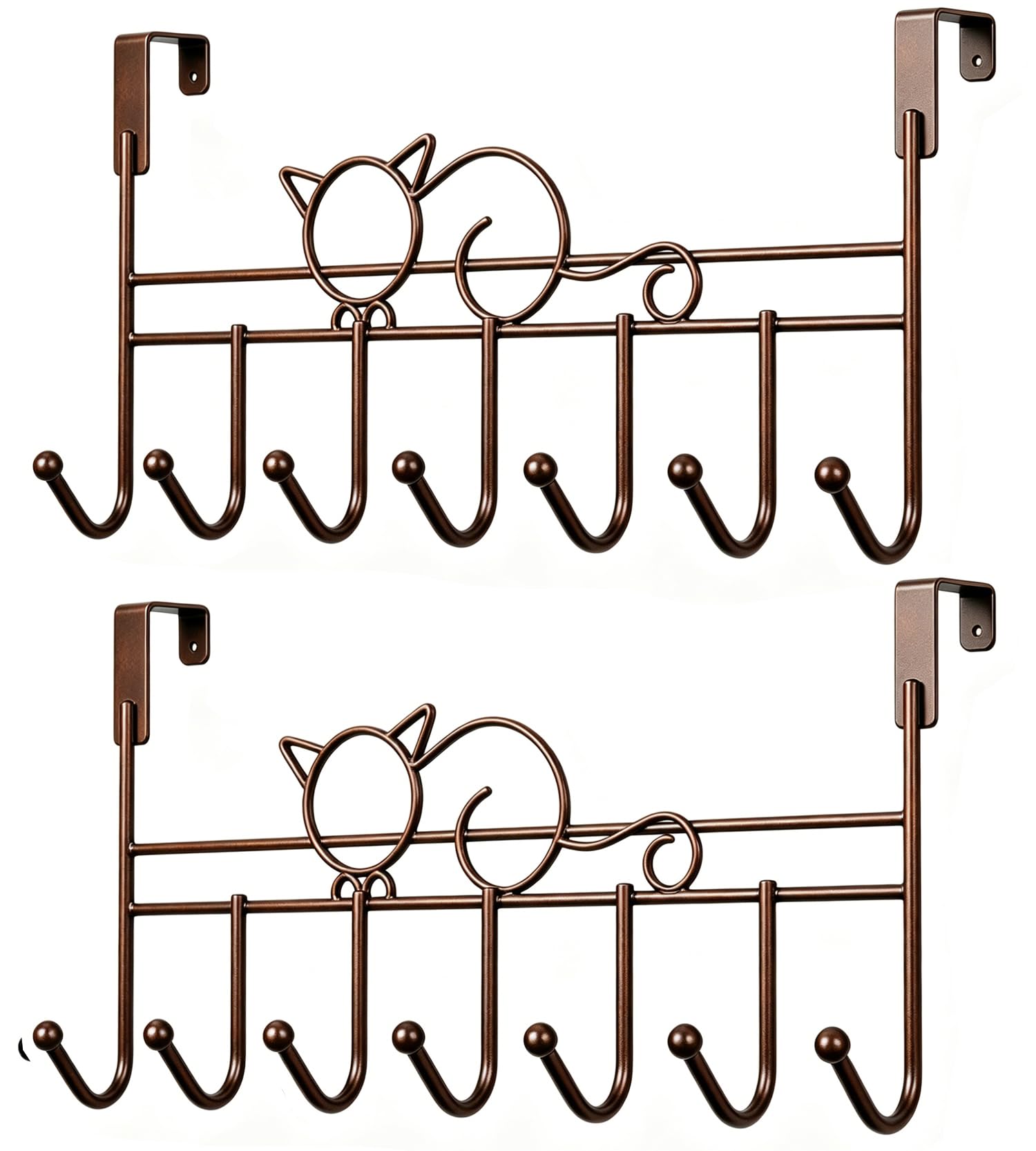WBDXWB Over The Door Hook, Over Door Hanger for Coat, Towel, Bag, Robe (2 Pack, Bronze)