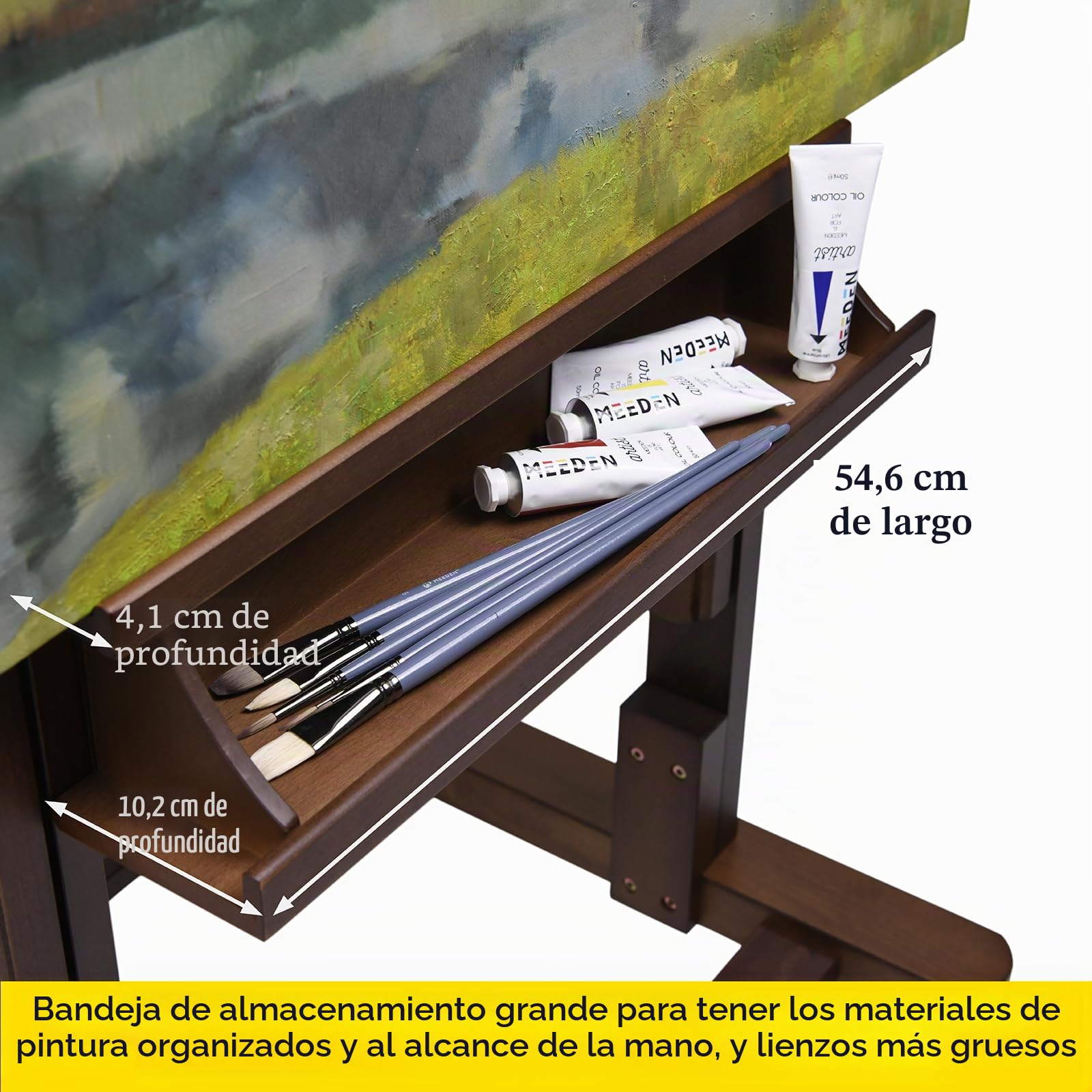MEEDEN Caballete de estudio extra grande con marco en H – Caballete profesional de madera de haya maciza, soporte de caballete con 4 ruedas de bloqueo premium, capacidad máxima de 208.3 cm
