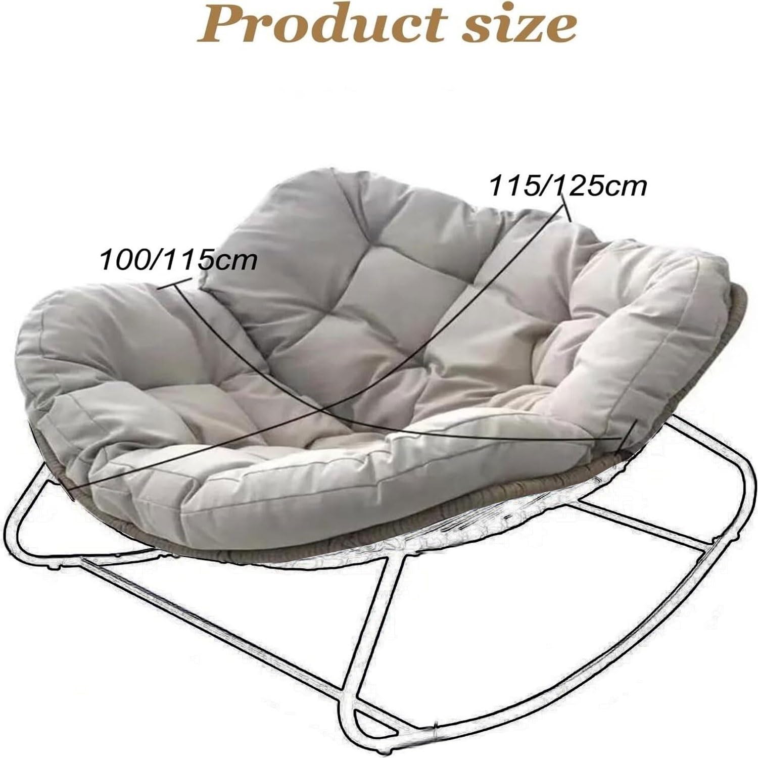 Coussin de Chaise à Bascule Imperméable pour Salon, Confortable de 13 Cm D'épaisseur pour Extérieur et Intérieur, Coussin de Chaise Papasan Double pour Jardin, Terrasse(@3,115 x 100 x 13 cm)