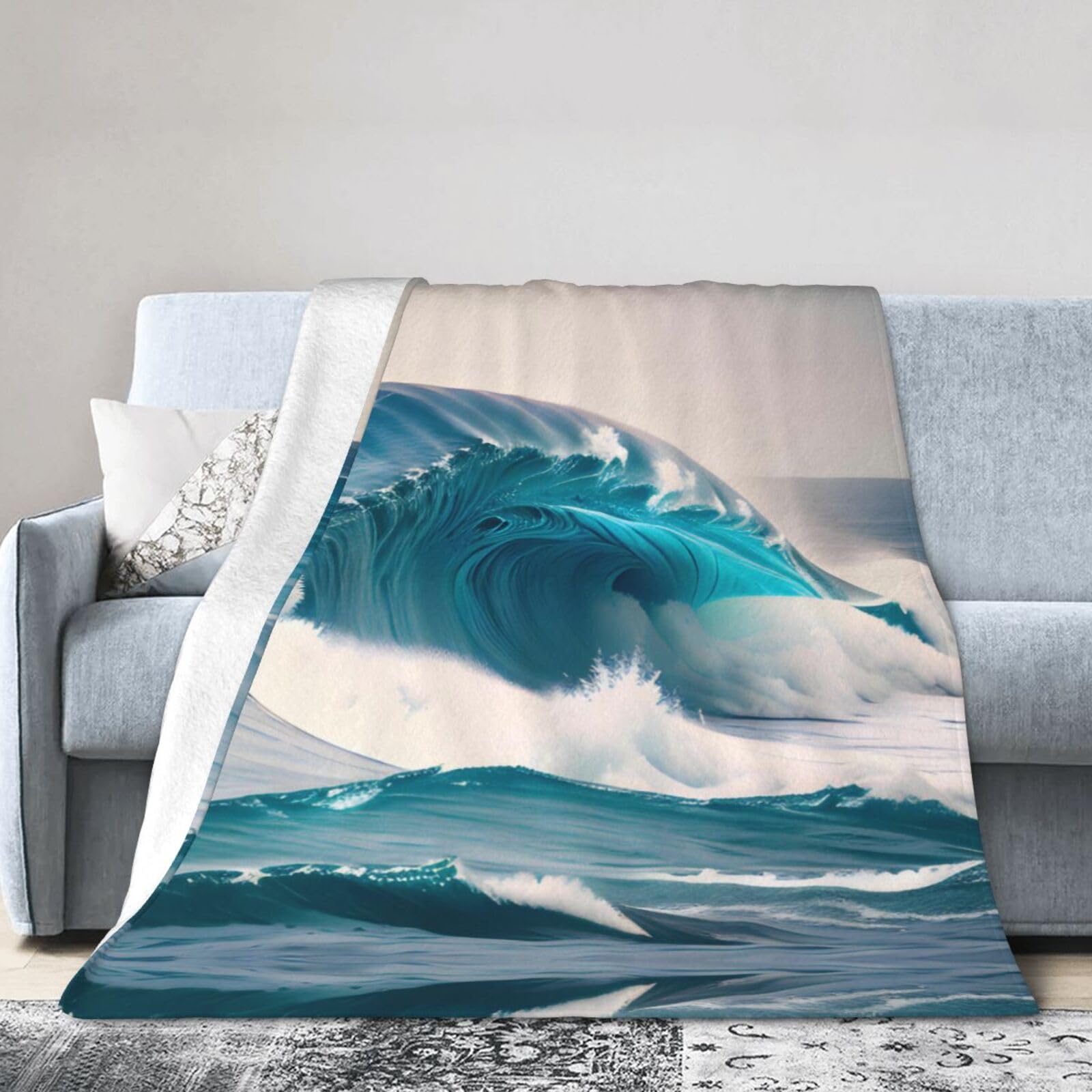 Couverture en micro polaire premium bleu lit et canapé douce