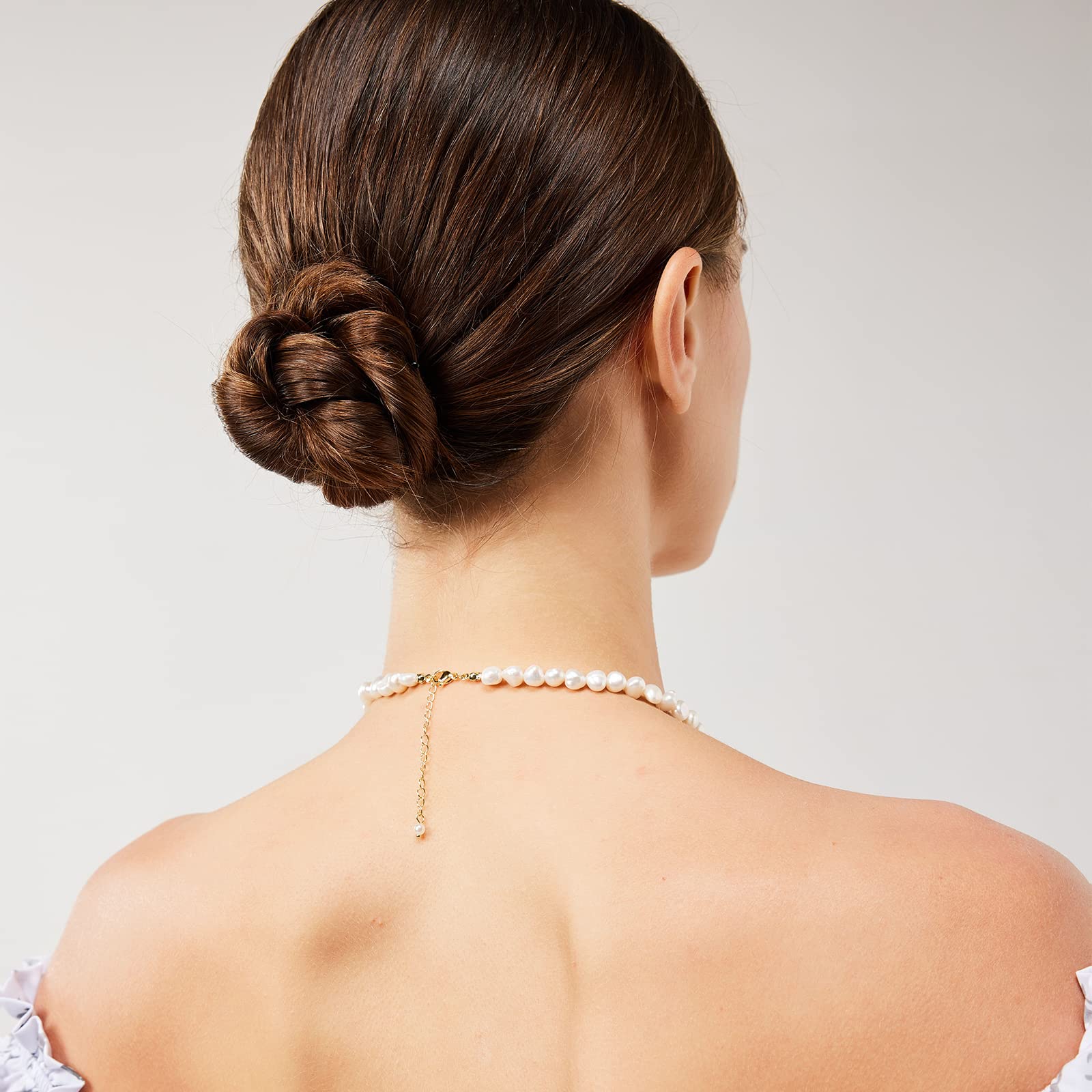 Süßwasserperlen-Halskette, echte Perlen Choker mit Liebe Anhänger, 6mm, handgefertigt, Barockstil