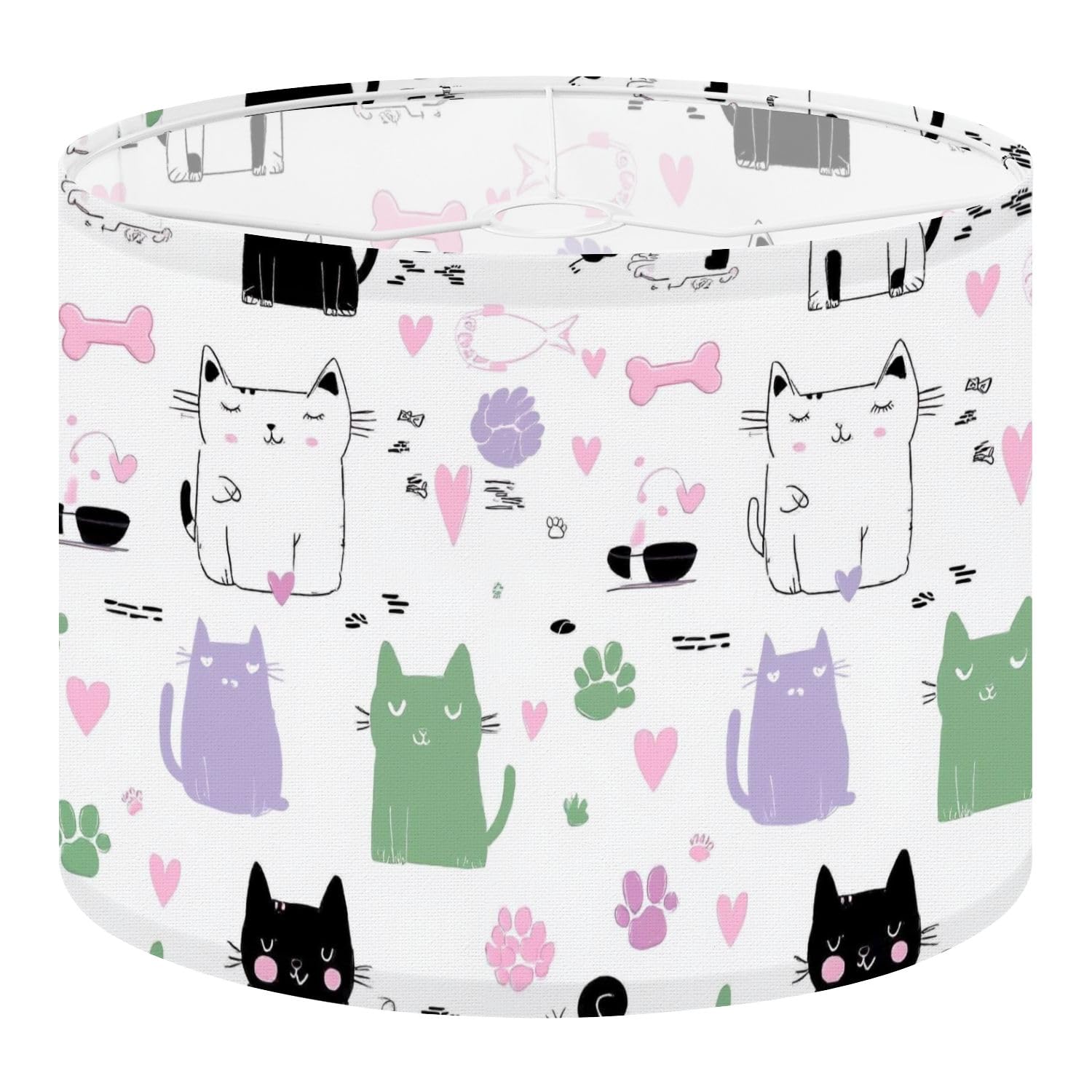 Drum Lamp Shade Large Lampshade Cute cat Seamless for Floor Lamps Table Lamps Pendant Light Linen Lampshades Replacement Bedside Light Shades