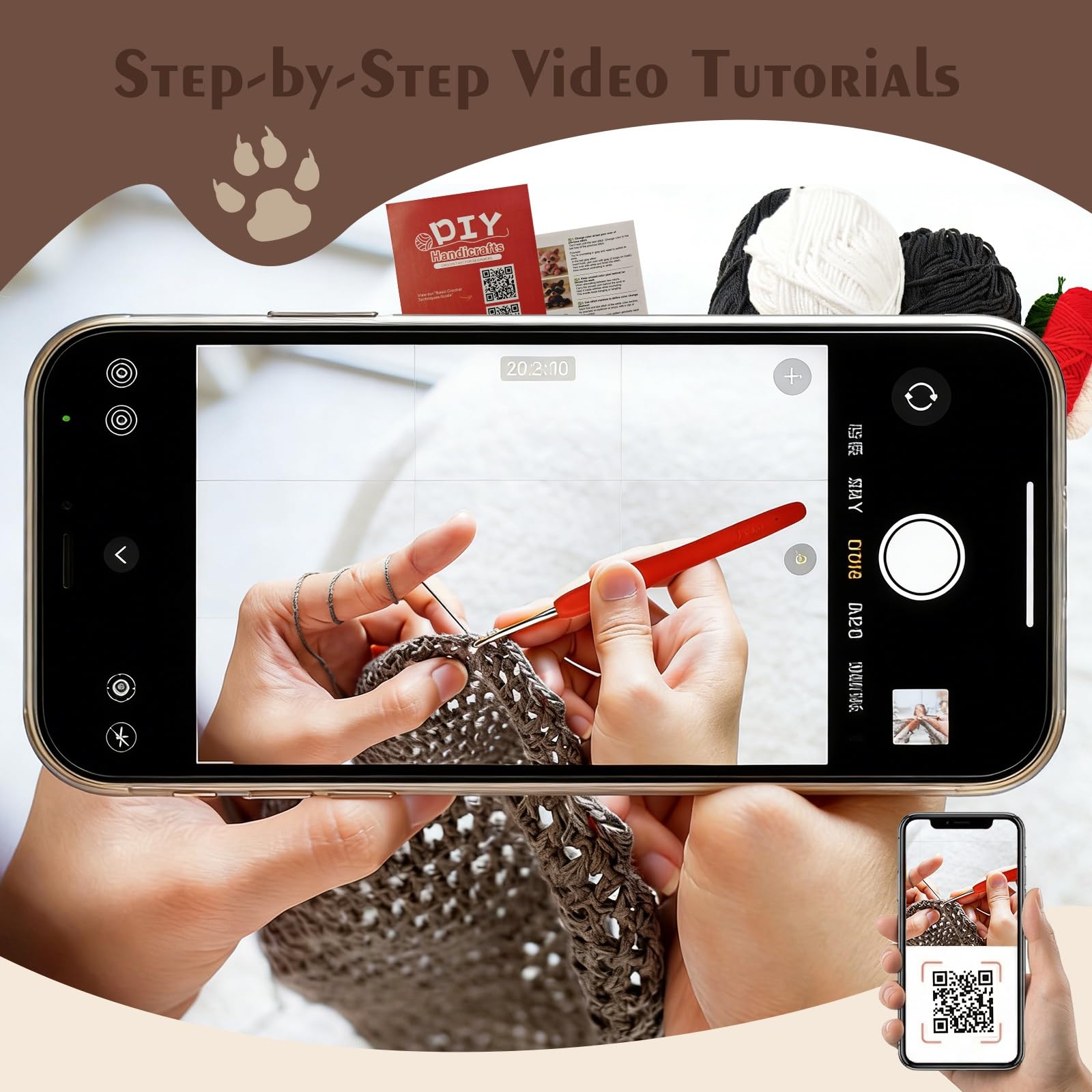 Morcolplus Raccoon Crochet Kit for Adults & Beginners, Amigurumi Raccoon Crochet Starter Kit with Step-by-Step Video Tutorials, DIY Yarn Craft Crochet Animal Kit, Cute Woodland Gift - 5