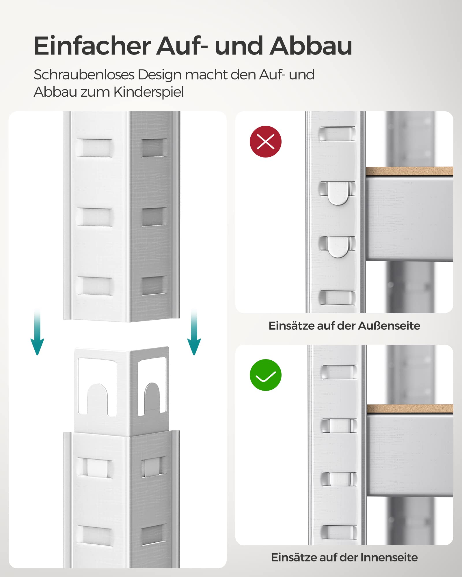 SONGMICS Schwerlastregal, 2er Set, Kellerregal, Lagerregal, 40 x 80 x 160 cm, Regal mit Stahlgestell, bis 520 kg belastbar, 4 verstellbare Ablagen, silbern GLR044E02
