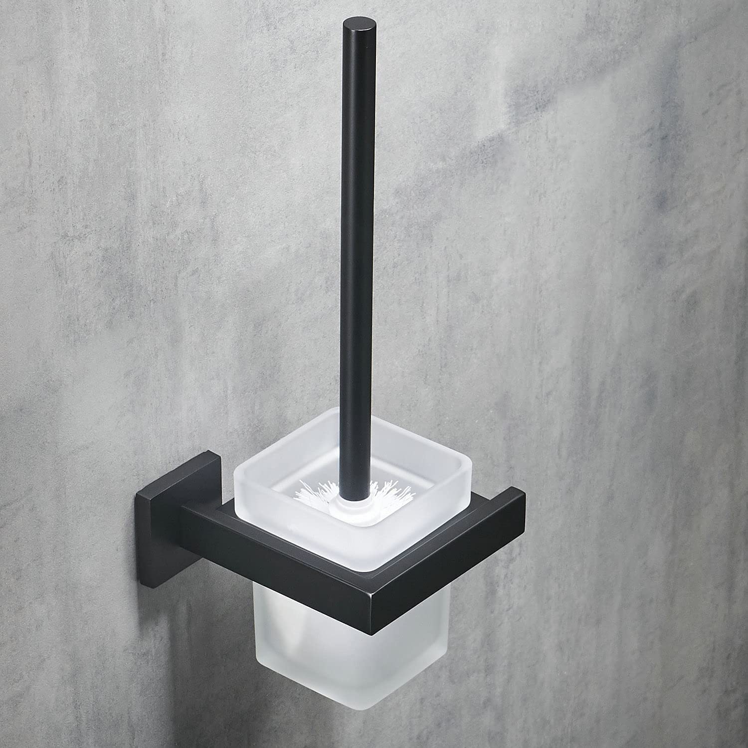 Tyuhduyur Black Toilet Brush Holder Wall-Mounted, Retro Toilet Bowl Brush With Holder Stainless Steel Holder Space Saving, Bathroom Accessories Electroplated Matte Toilet Brush