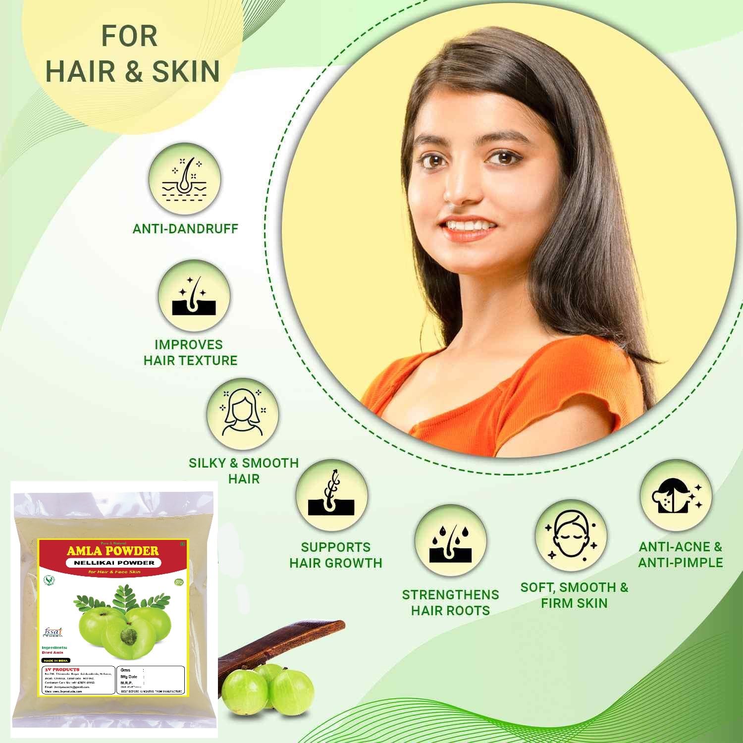 3V PRODUCTS Natural Amla Powder 50g | Nellikai | Indian Gooseberry for Hair Growth | Stronger | Skin | Face Care