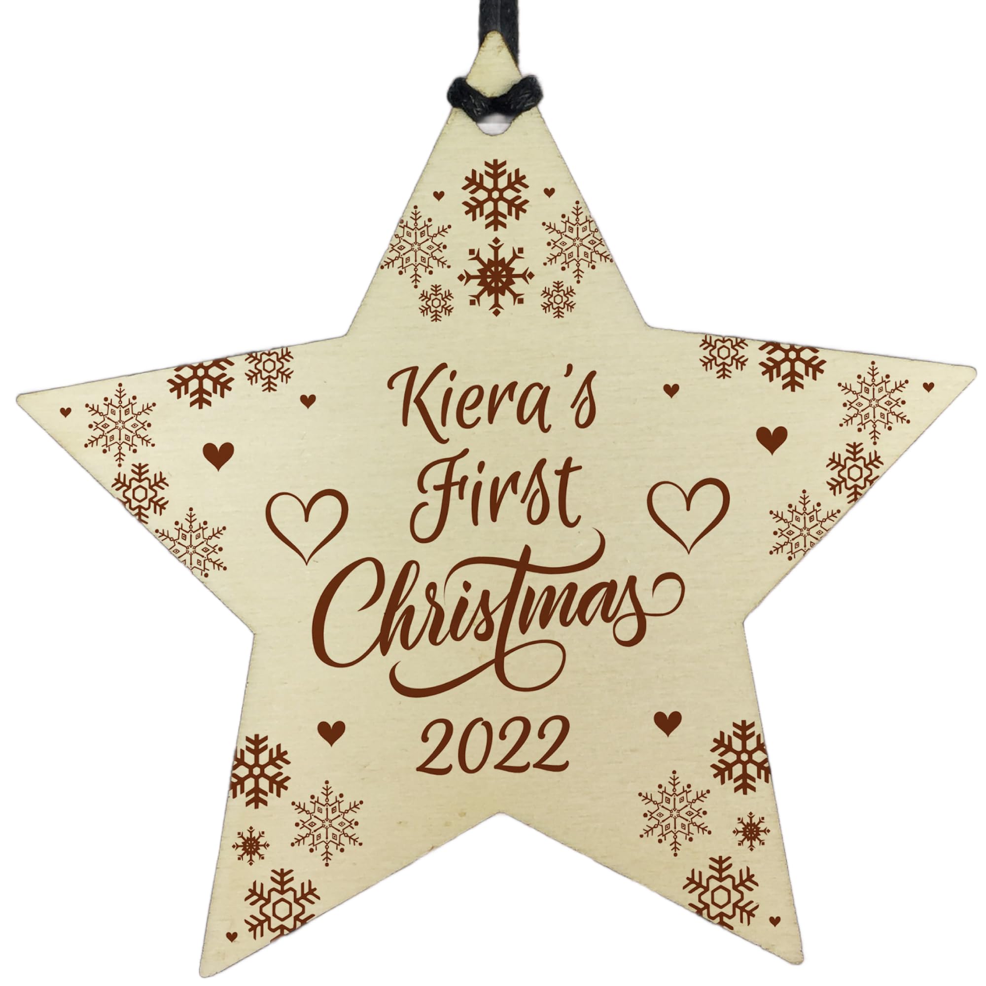Red Ocean Personalised Christmas Bauble Baby's First Christmas Decoration 1st Xmas Ornaments Wood Gift for New Baby Son Daughter Granddaughter Grandson