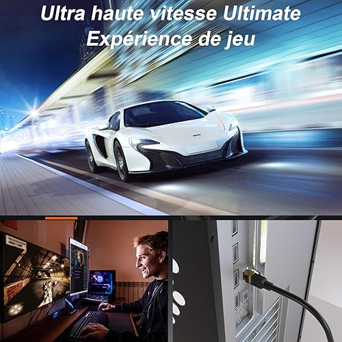 Miniatura 6 de gruciso Cable Ethernet Cat8, 100 pies, 26AWG, 40 Gbps, 2000 Mhz, compatible con conector RJ45 chapado en oro Cat7Cat5Cat5eCat6Cat6e, cable de