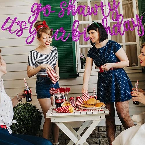 Miniatura 5 de BEISHIDA Cartel Purple Go Shawty It's Your Birthday - No DIY - Cartel de feliz cumpleaños con purpurina con temática de hip hop, pre-encordado