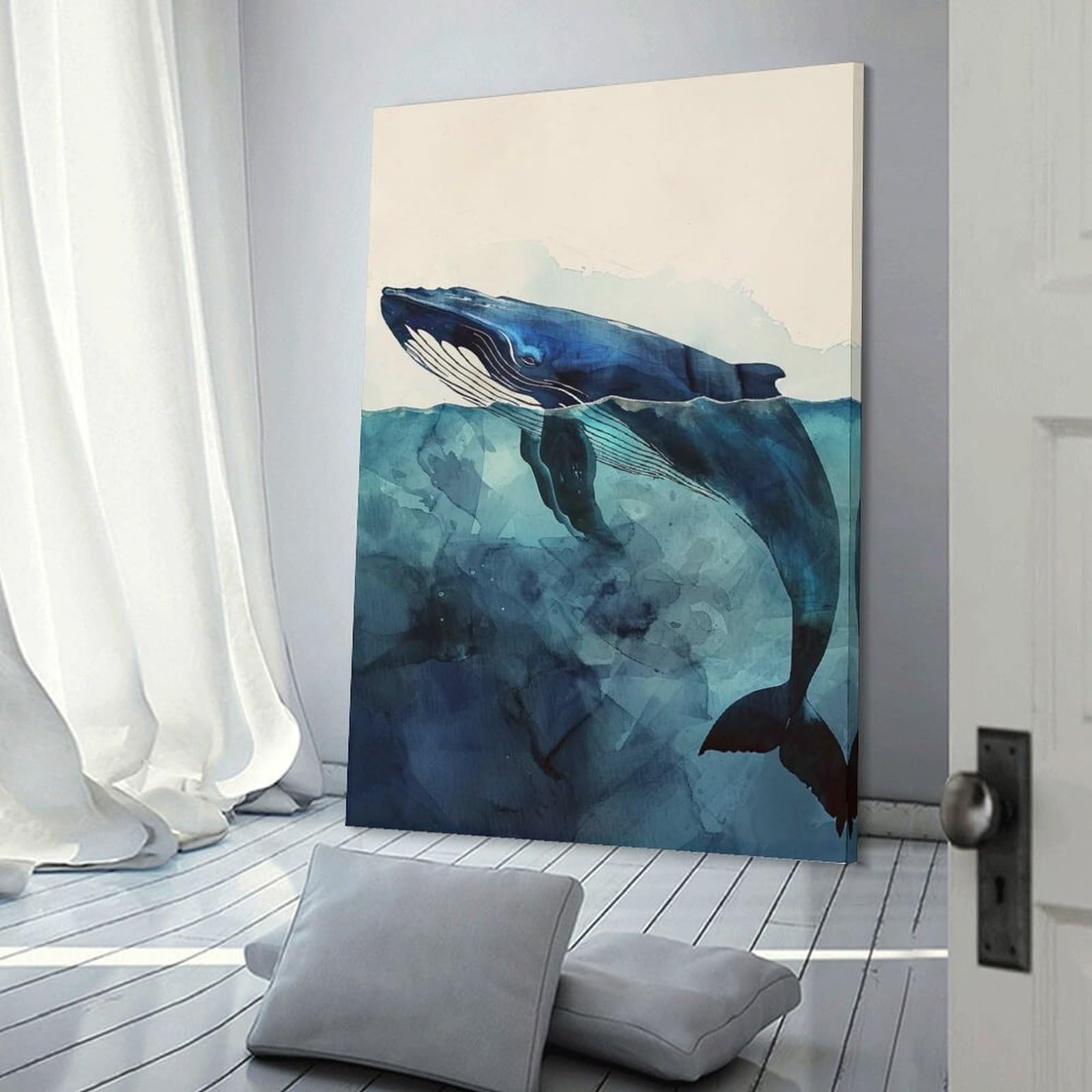 Junmoney Canvas Wall Decor Whale Animal Art, 20x30inch(50x75cm), for Gallery Wall Layouts in Home Or Office, Home Wall Art for Statement Displays