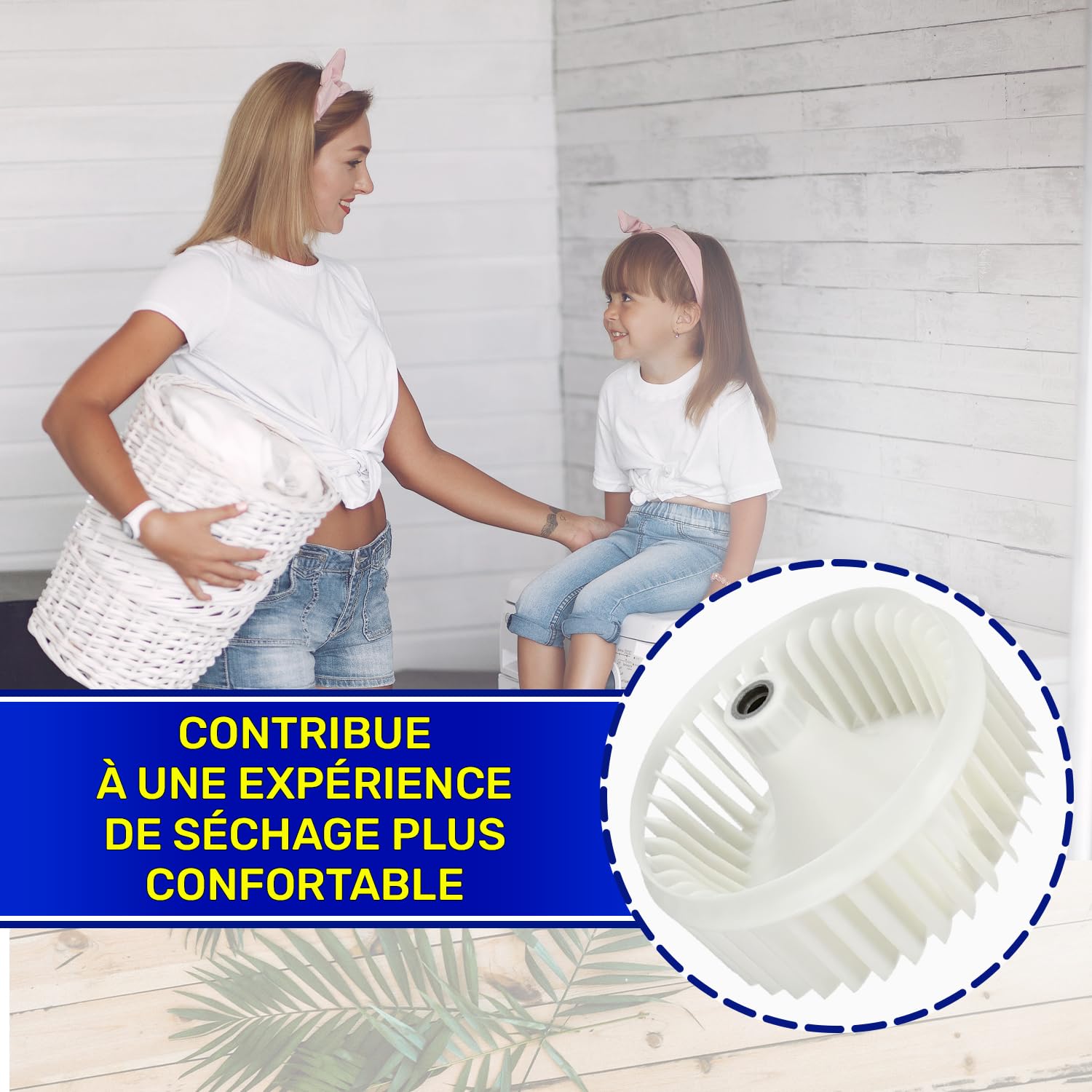 Roue de Ventilateur pour Séchoir Ø 155 mm avec le Code C00526646 C00860600 pour Indesit 488000526646 488000860600 pour Whirlpool - Garantie de 10 Ans - MONTERAL