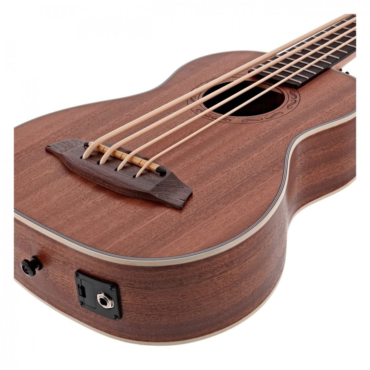 Ukulele Sapele Electro Acoustic Bass di Gear4music - Elettrico | Preamplificatore Basso Progettato per un Tono Amplificato Preciso, Costruzione in Sapele, Tastiera Ebanizzata, Aquila