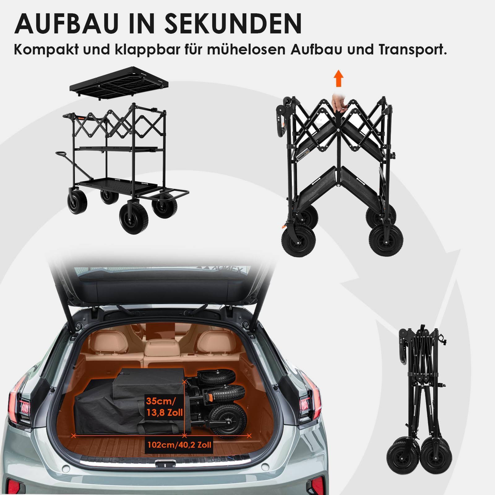 TARION Titanrig Cart Pro Kamerawagen Robuster Filmwagen mit Lufträdern | Film Cart Kamera Wagen Videowagen mit Schwenkrädern & hoher Tragkraft für Studio Bühne Filmemacher Profi Fotografen