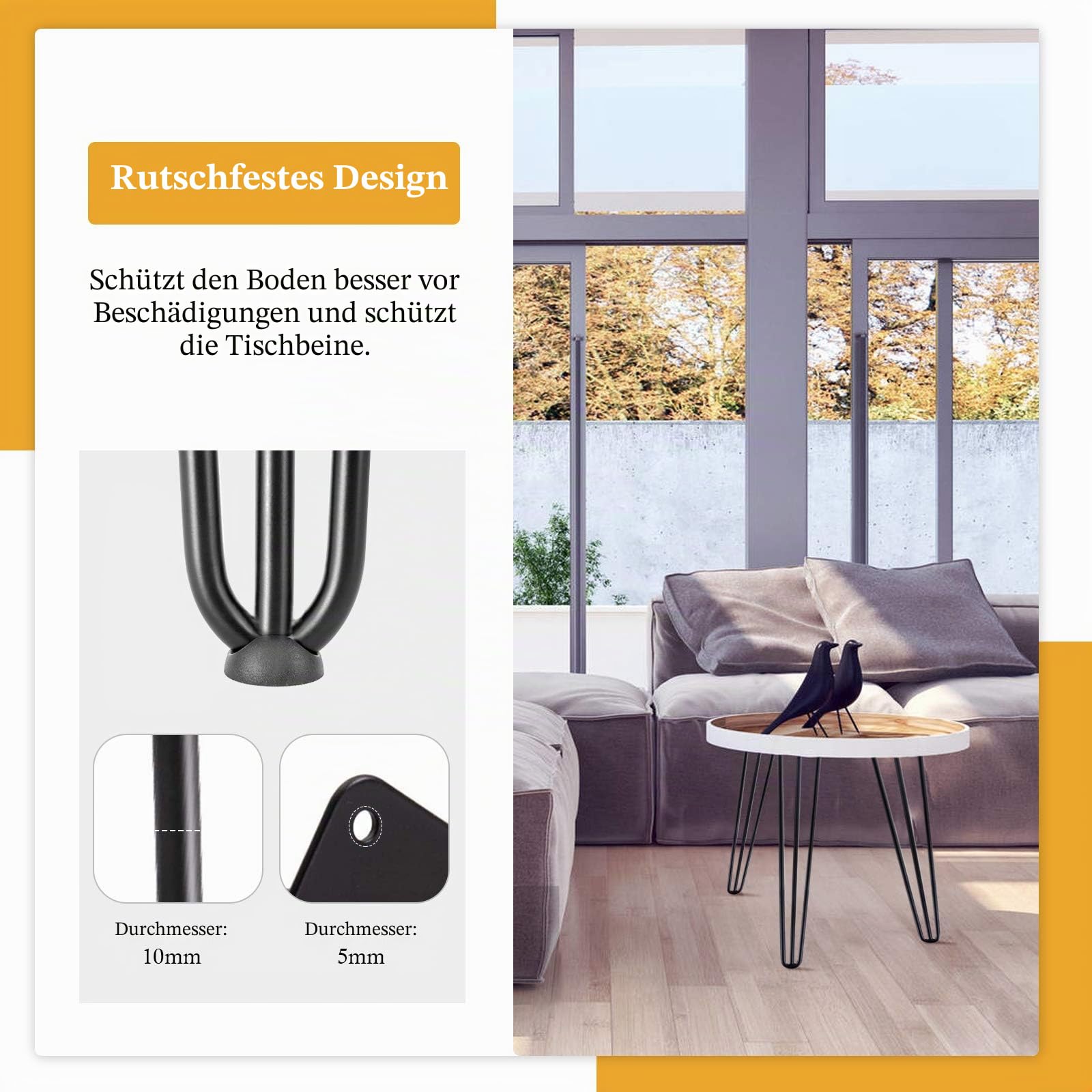 Haarnadel Tischbein 4X Hairpin Leg Möbelbein Haarnadelbeine aus Metall Tischzubehör DIY für Esstisch Couchtisch Schreibtisch