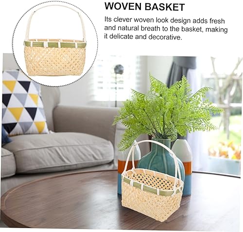 Miniatura 7 de Zerodeko Cestas de almacenamiento de hierba marina, 2 unidades, rectangulares tejidas, de bambú, canastas de Pascua con asas con bisagras, cesta de