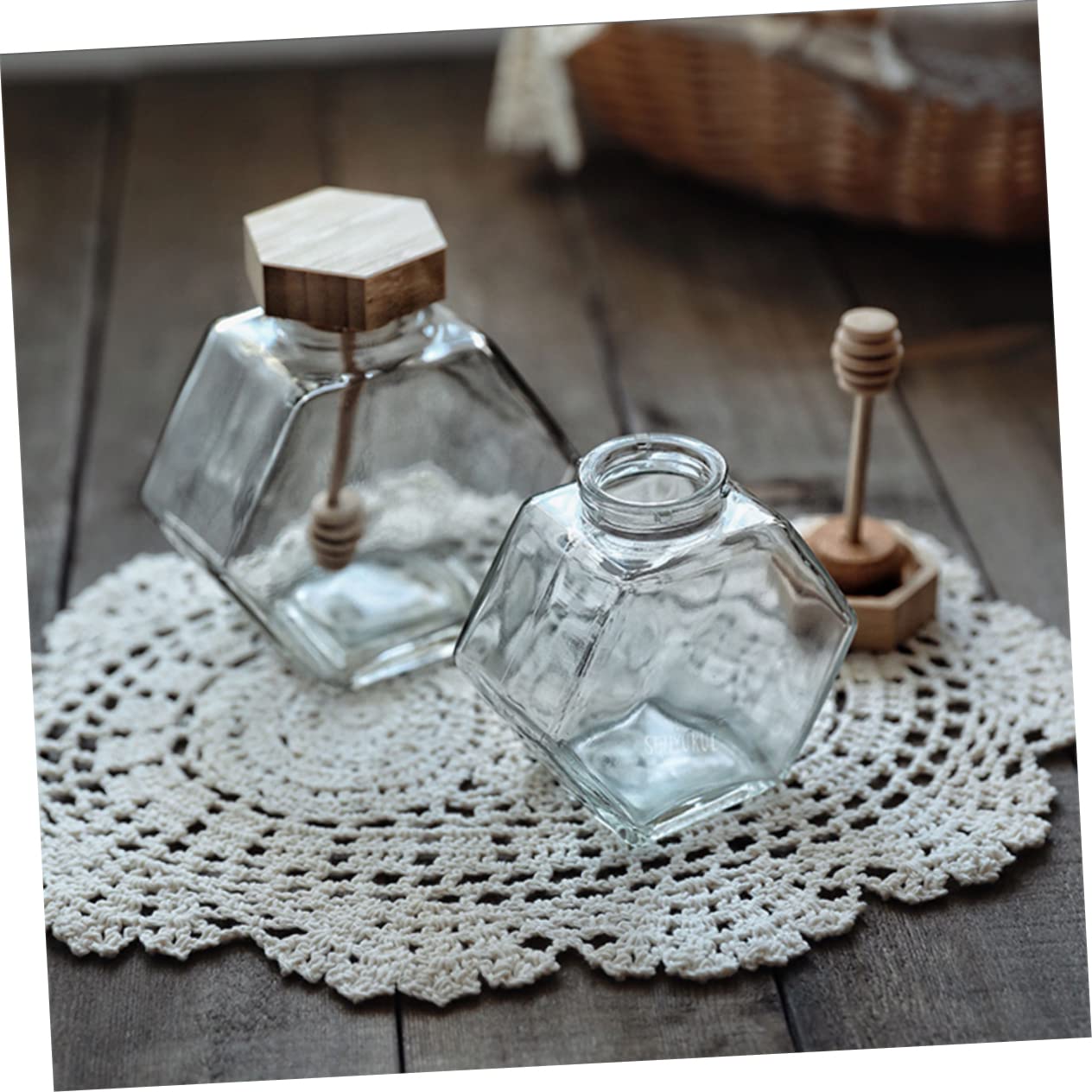 Amazon｜DECHOUS ガラス製蜂蜜 ハニー ドリ 不要 スタンド付きグラス